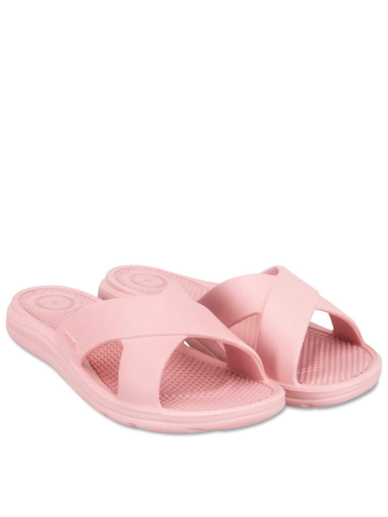 TOTES Totes Solbounce Ladies Cross Slide - Dusky Pink