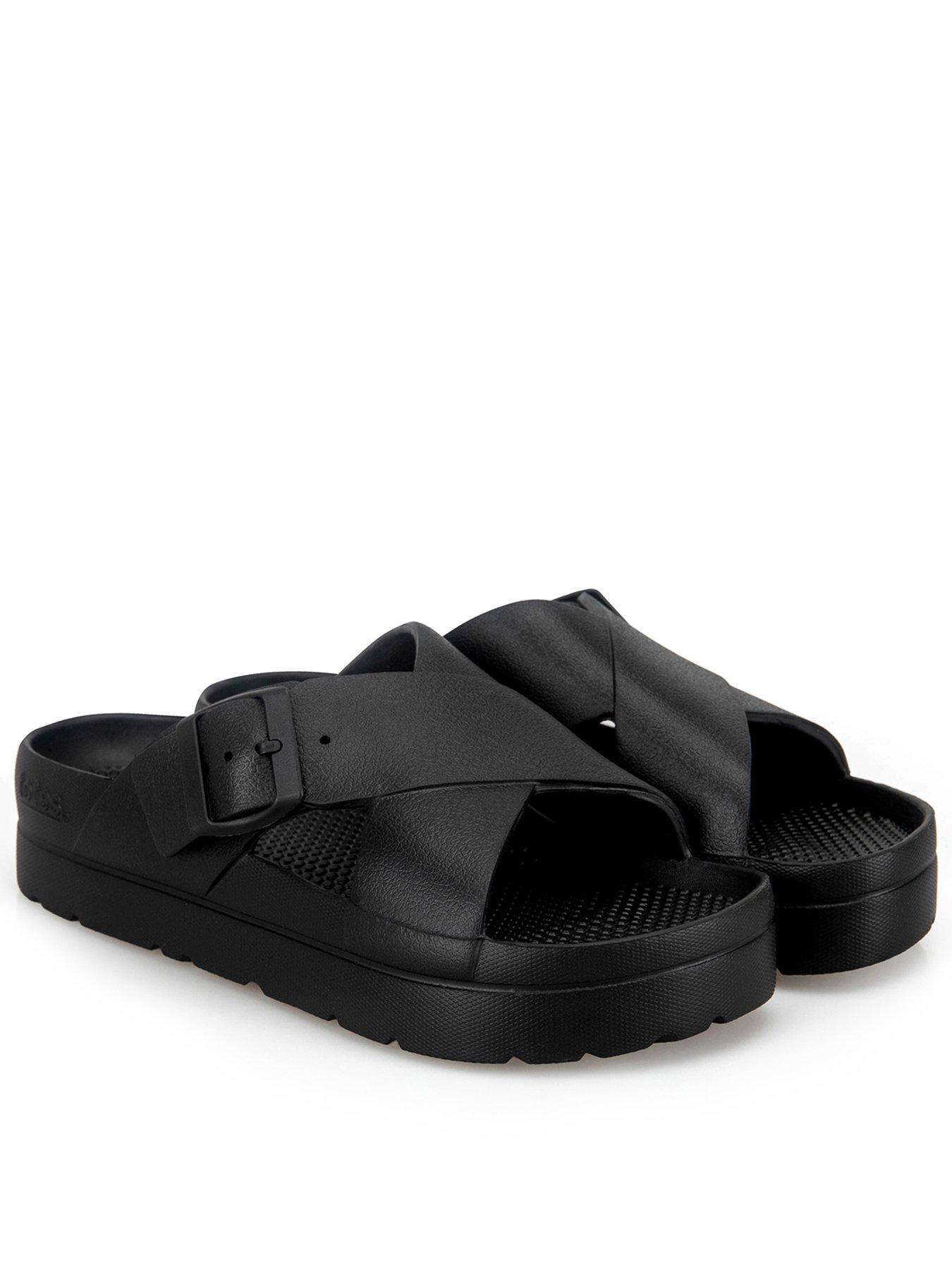 totes-solbounce-ladies-cross-front-buckle-slider-black