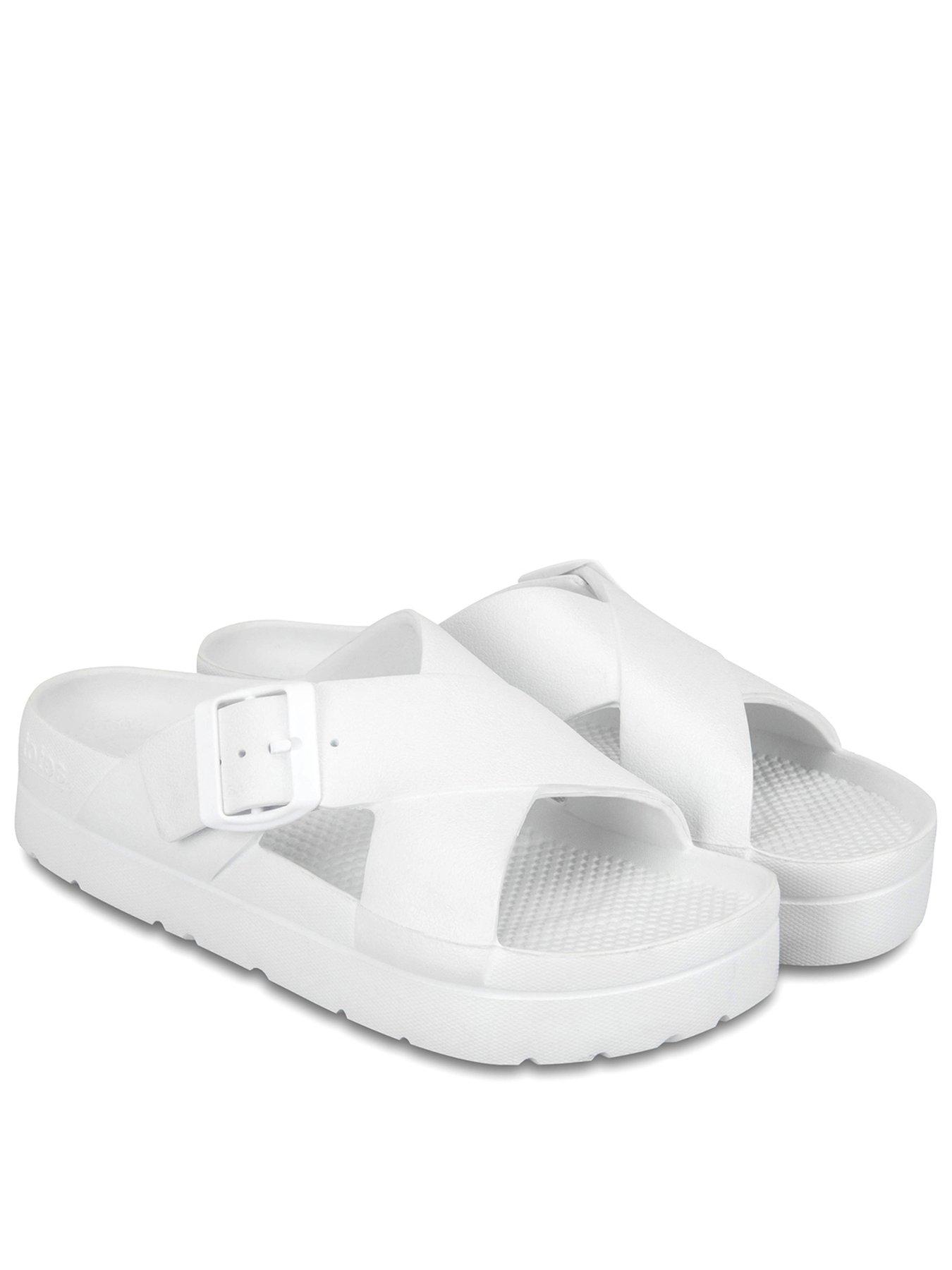 TOTES Totes Solbounce Ladies Cross Front Buckle Slider - White