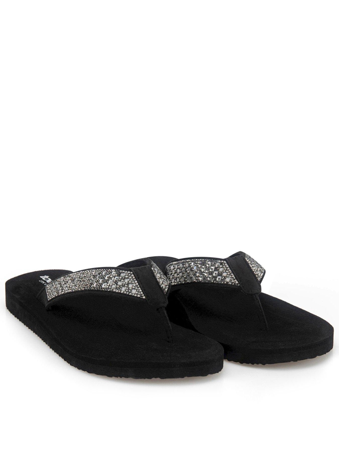  image of totes-ladies-beaded-wedge-flip-flop-black