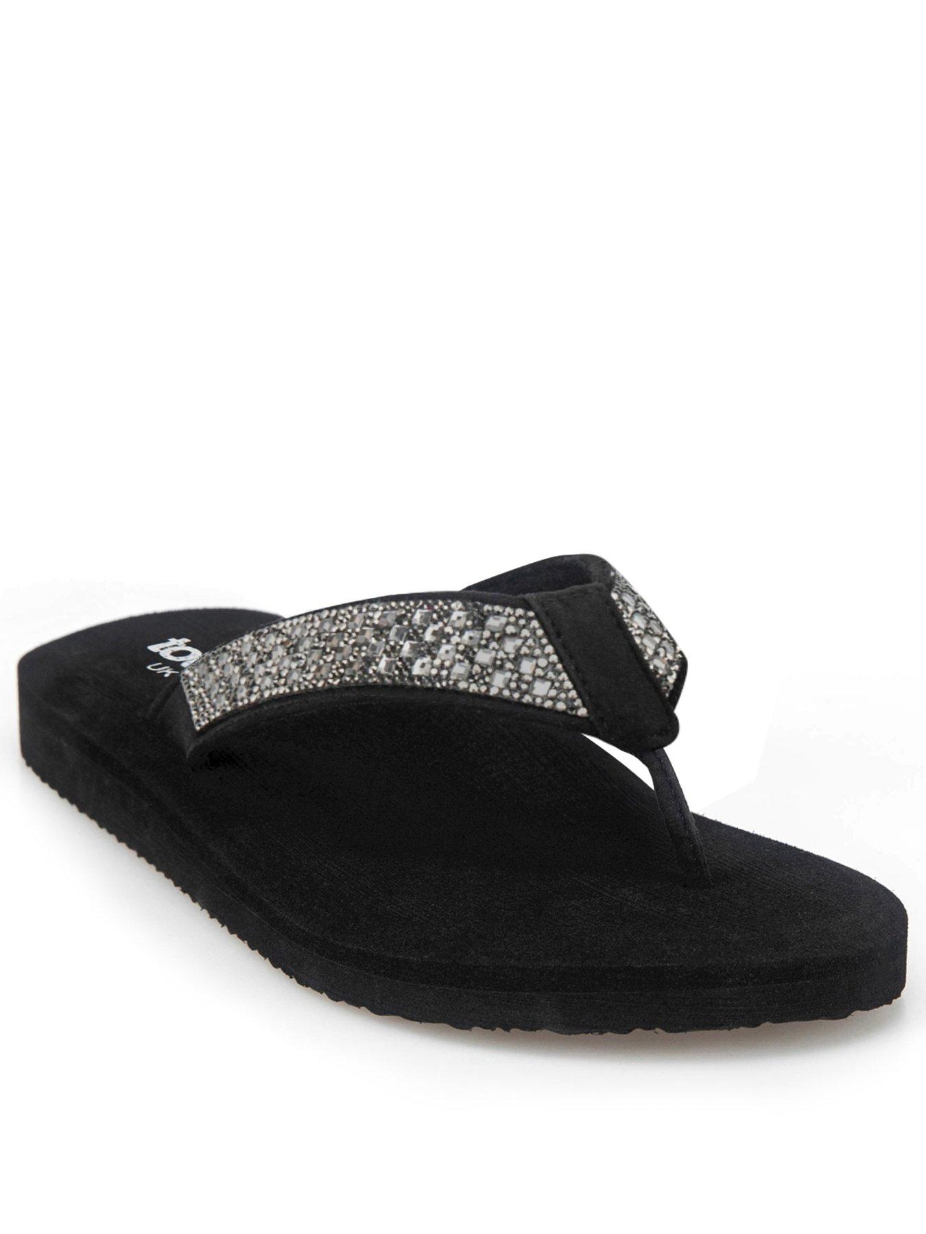  image of totes-ladies-beaded-wedge-flip-flop-black