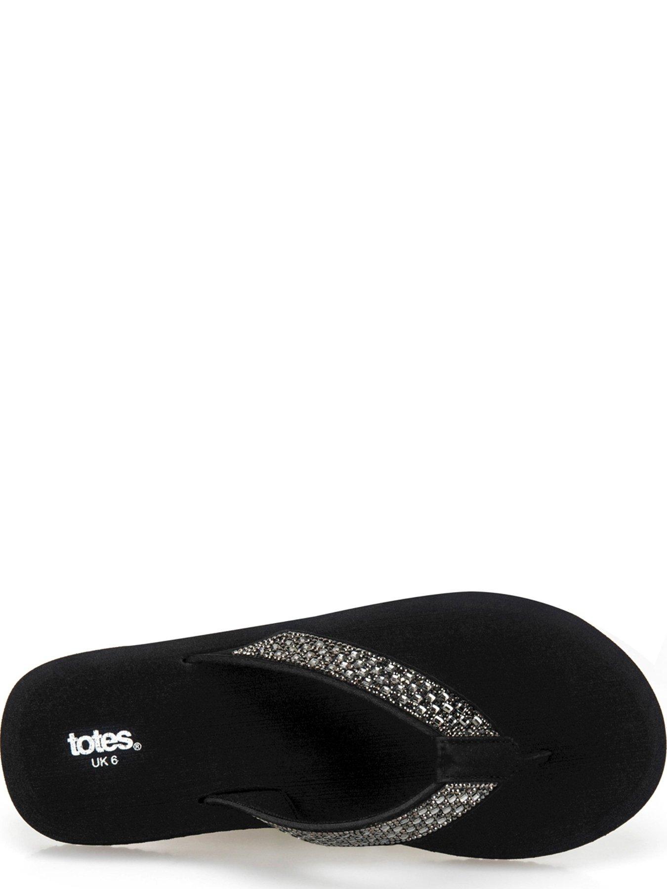  image of totes-ladies-beaded-wedge-flip-flop-black