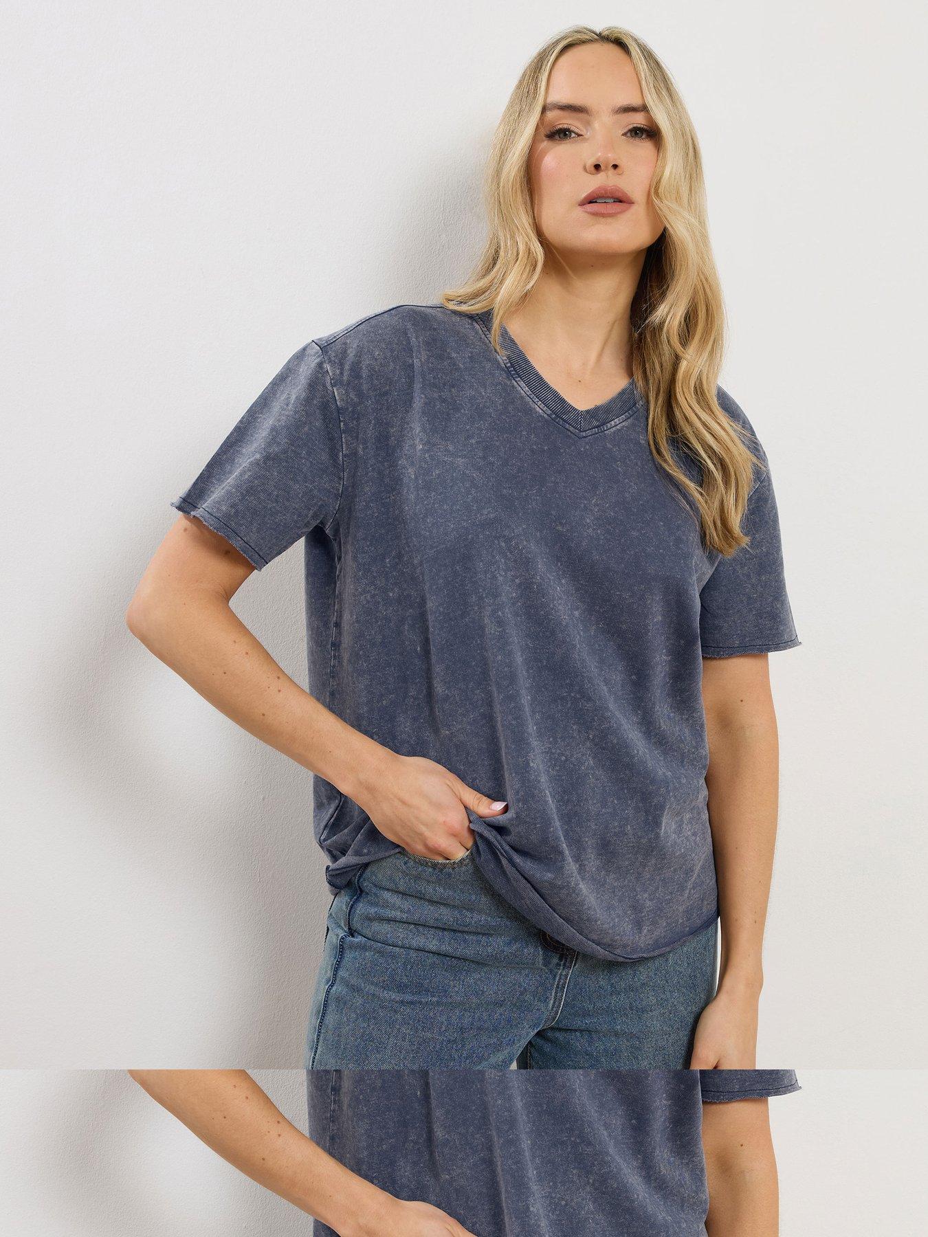 Long Tall Sally Acid Wash Oversized Sweat - Blue