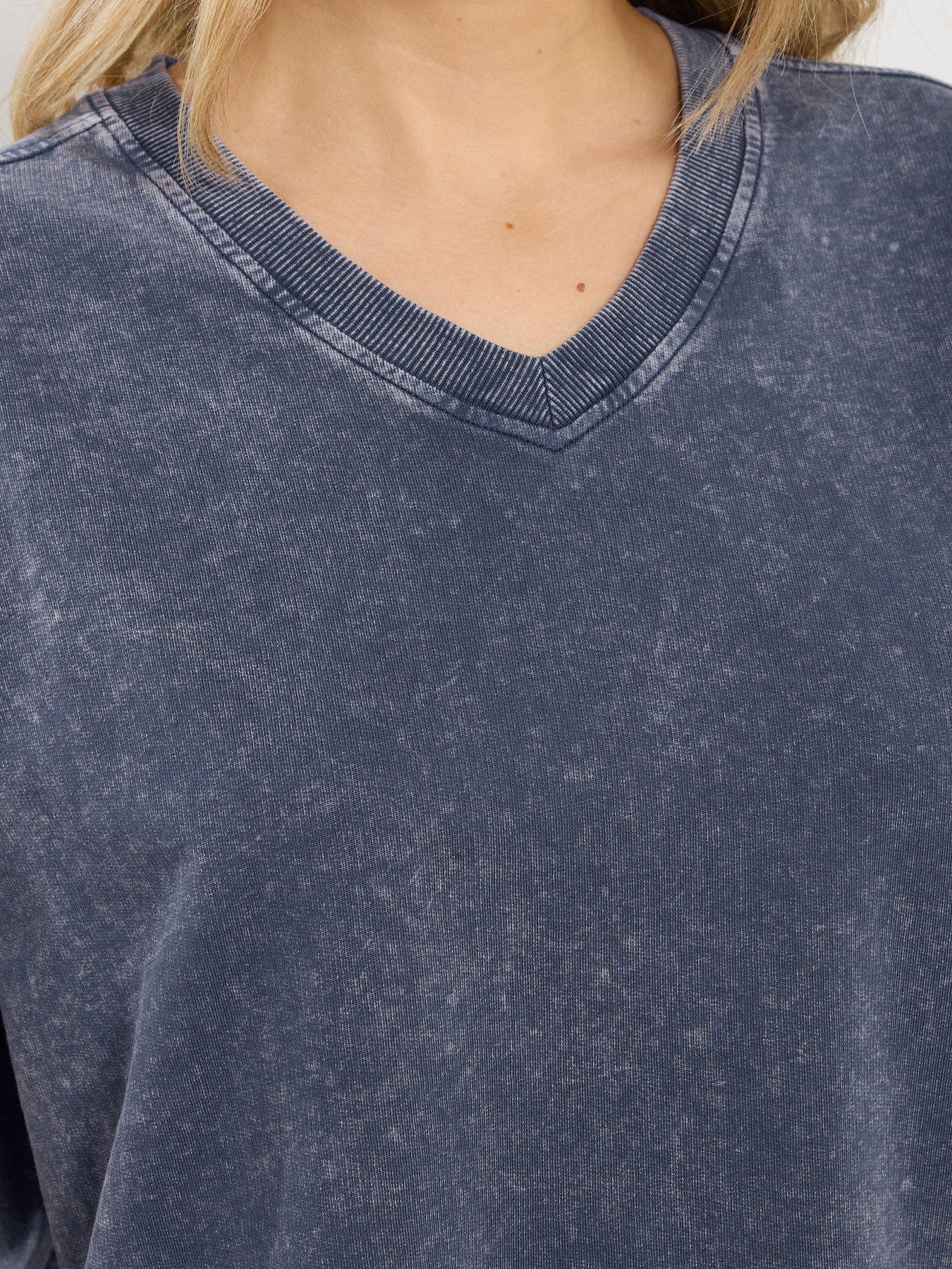 Image 4 of 5 of Long Tall Sally Acid Wash Oversized Sweat - Blue