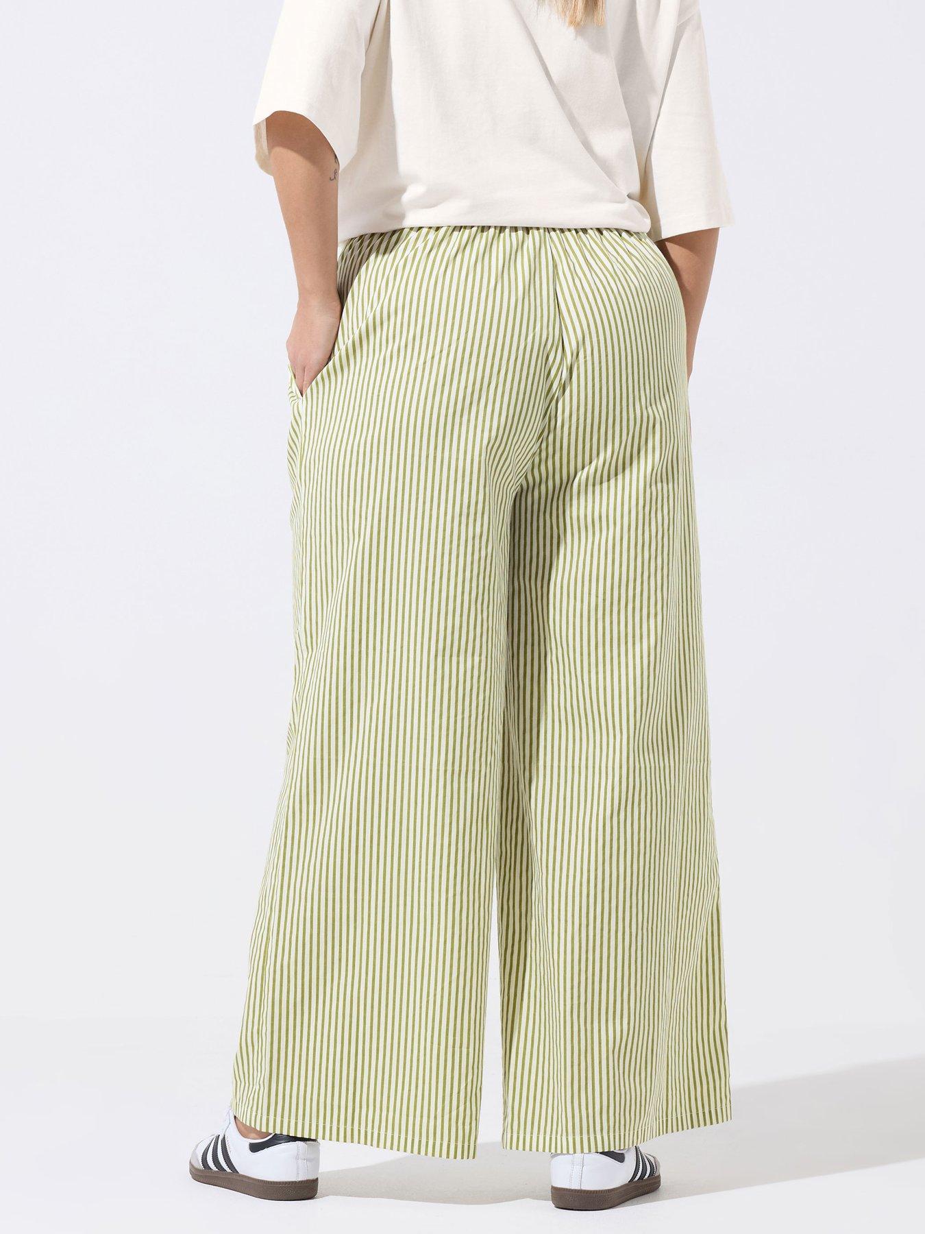 Image 2 of 5 of Yours Curve Striped Trouser - Green