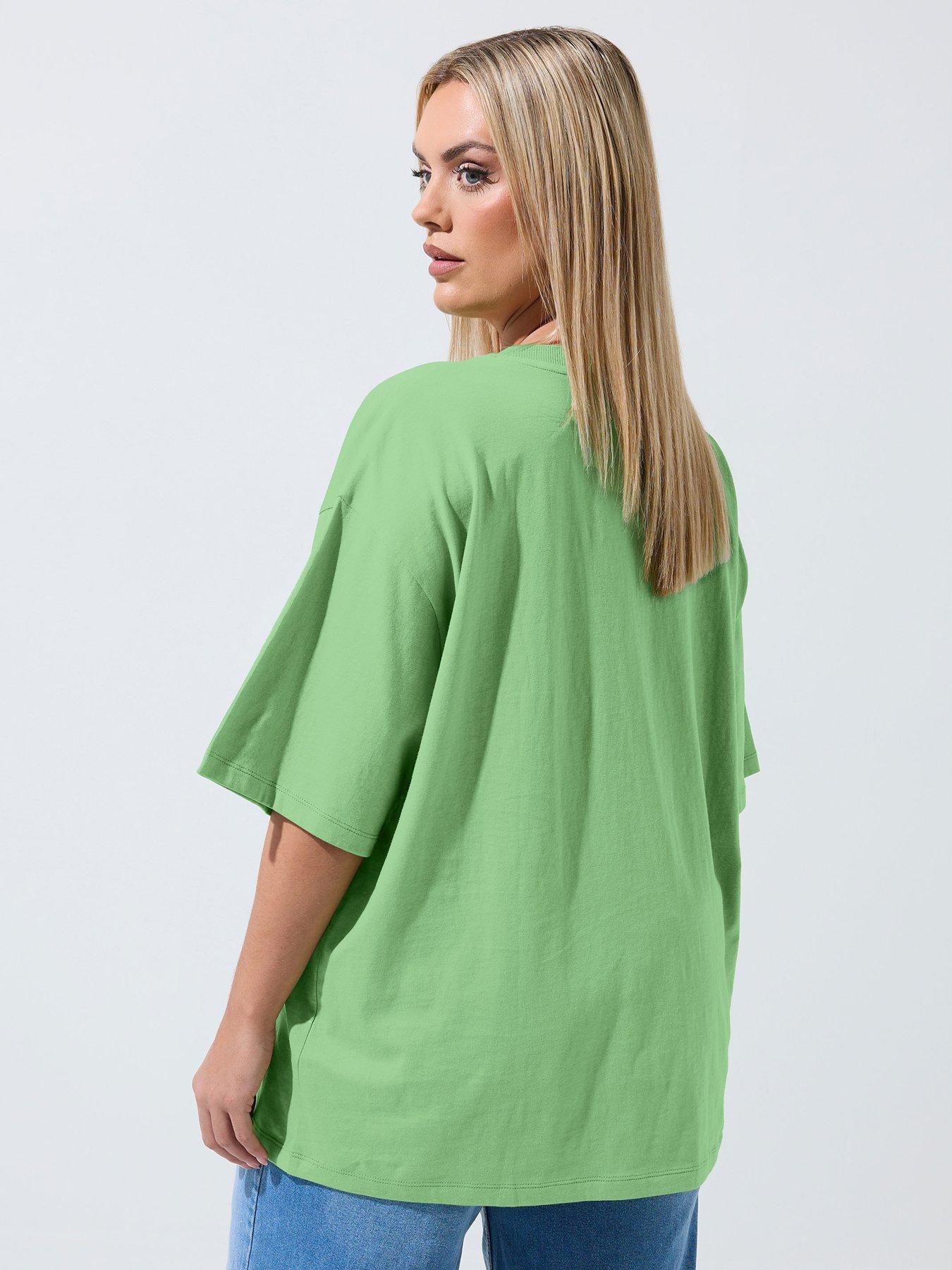 Image 2 of 4 of Yours Curve Brazil Longline T-Shirt - Green