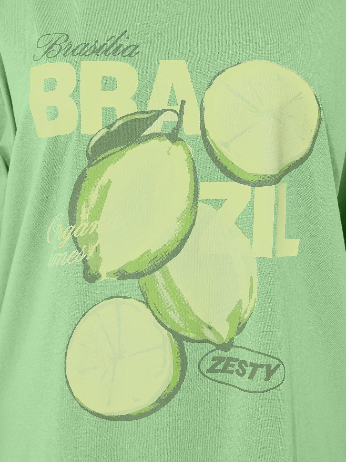 Image 4 of 4 of Yours Curve Brazil Longline T-Shirt - Green
