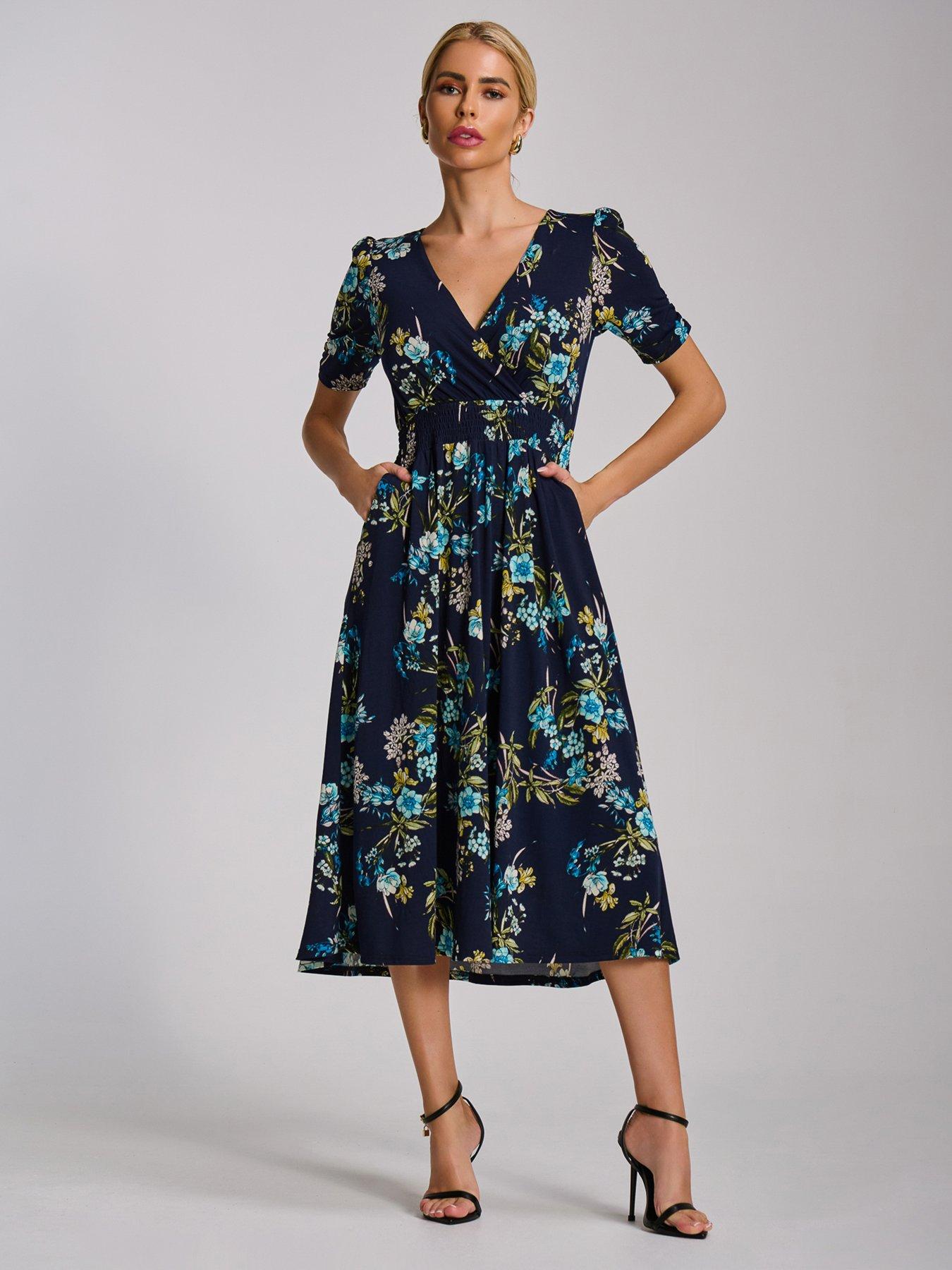 Jolie Moi Short Sleeve Printed Jersey Midi Dress