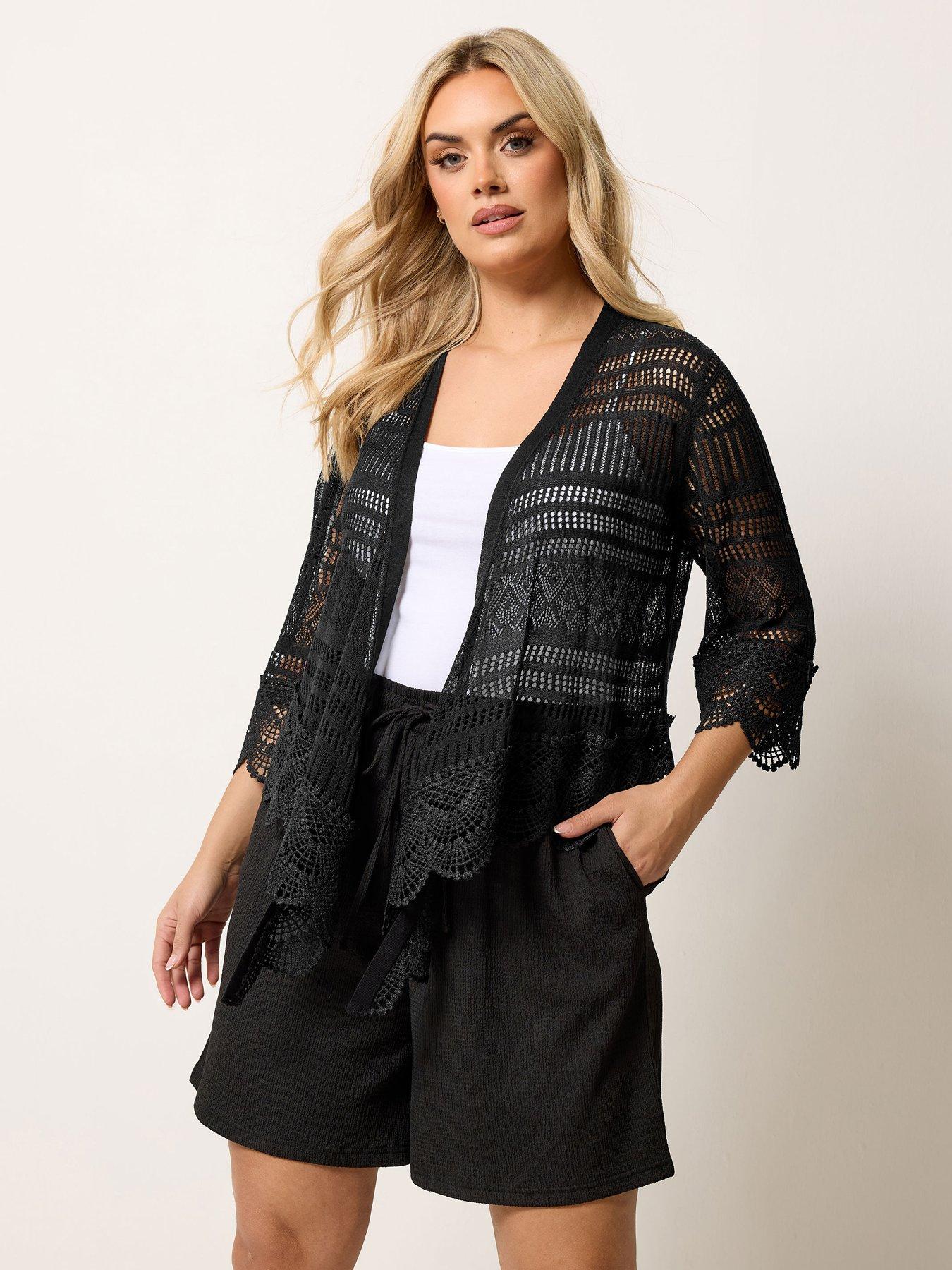 Image 1 of 5 of Yours Curve Waterfall Cardigan - Black