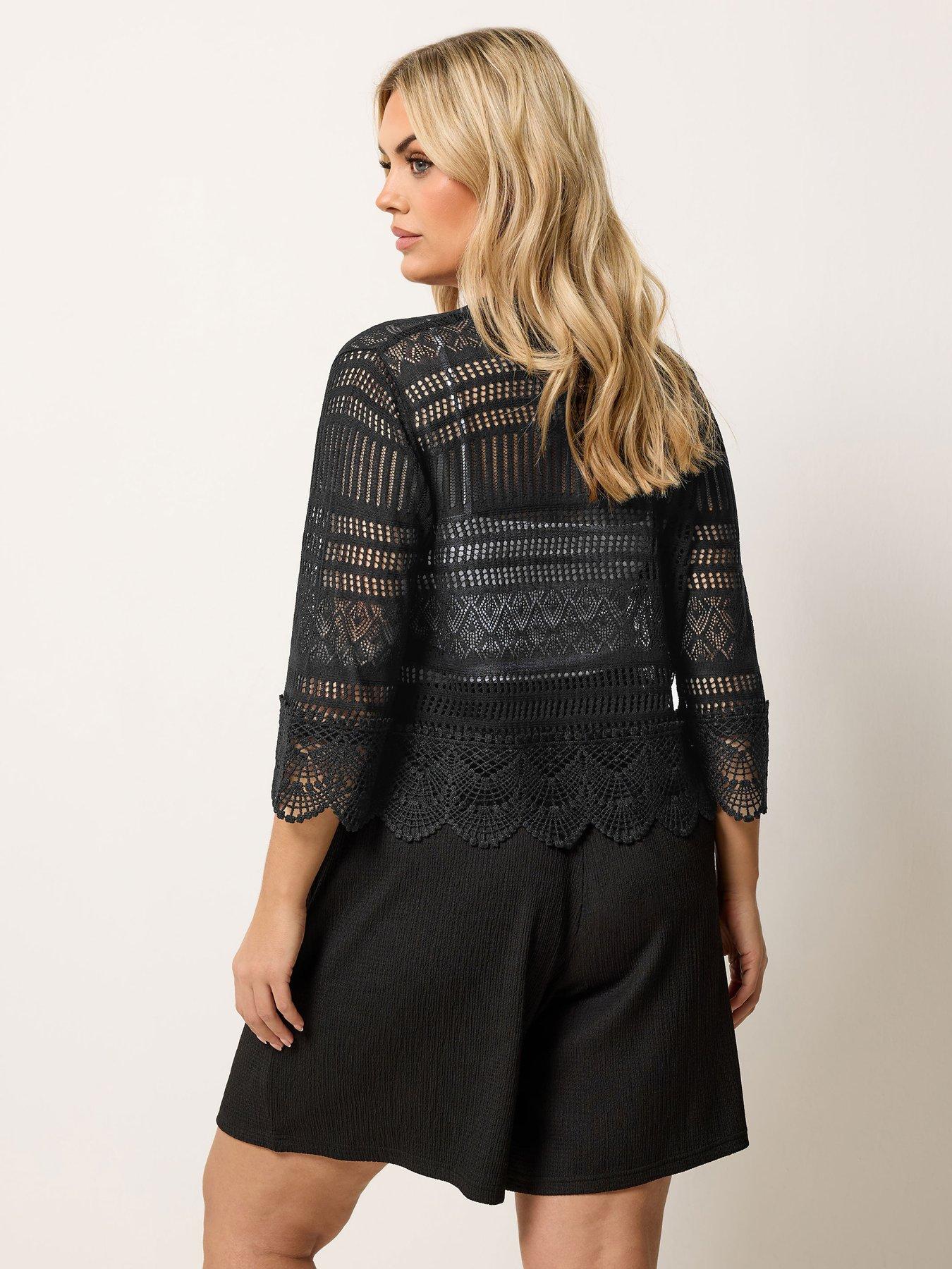 Image 2 of 5 of Yours Curve Waterfall Cardigan - Black