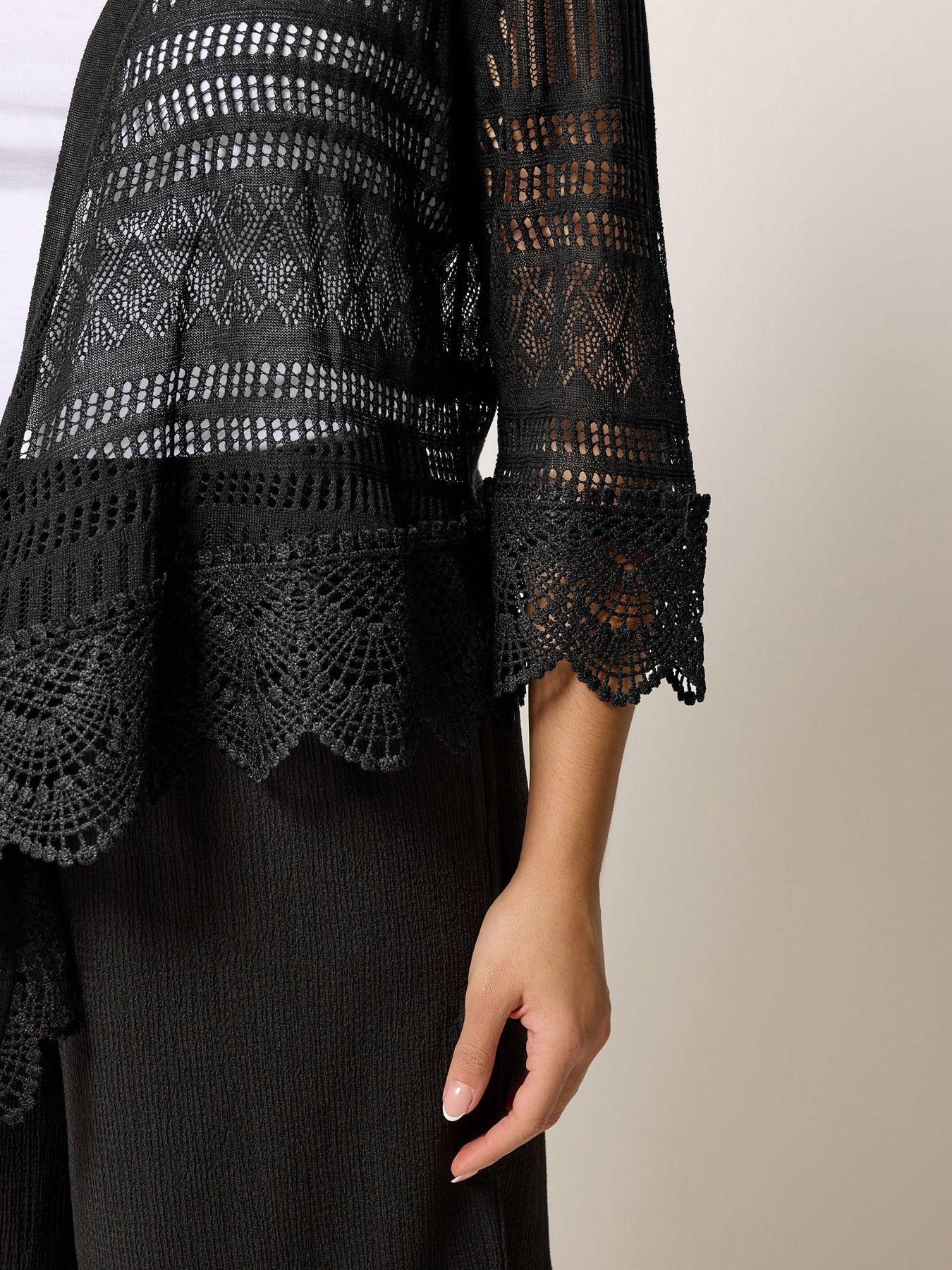 Image 4 of 5 of Yours Curve Waterfall Cardigan - Black