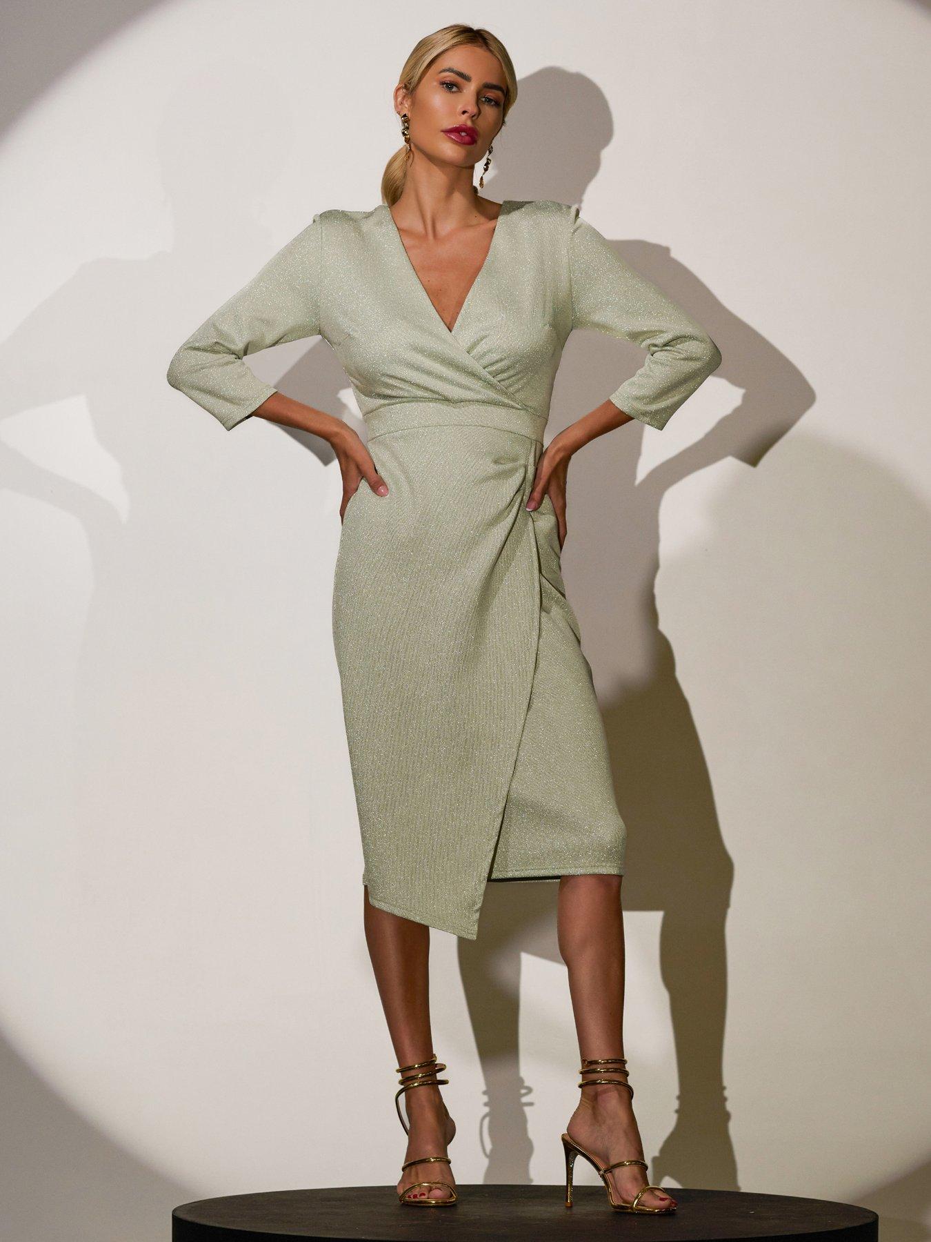 Jolie Moi Wrap Bodycon Dress - Green