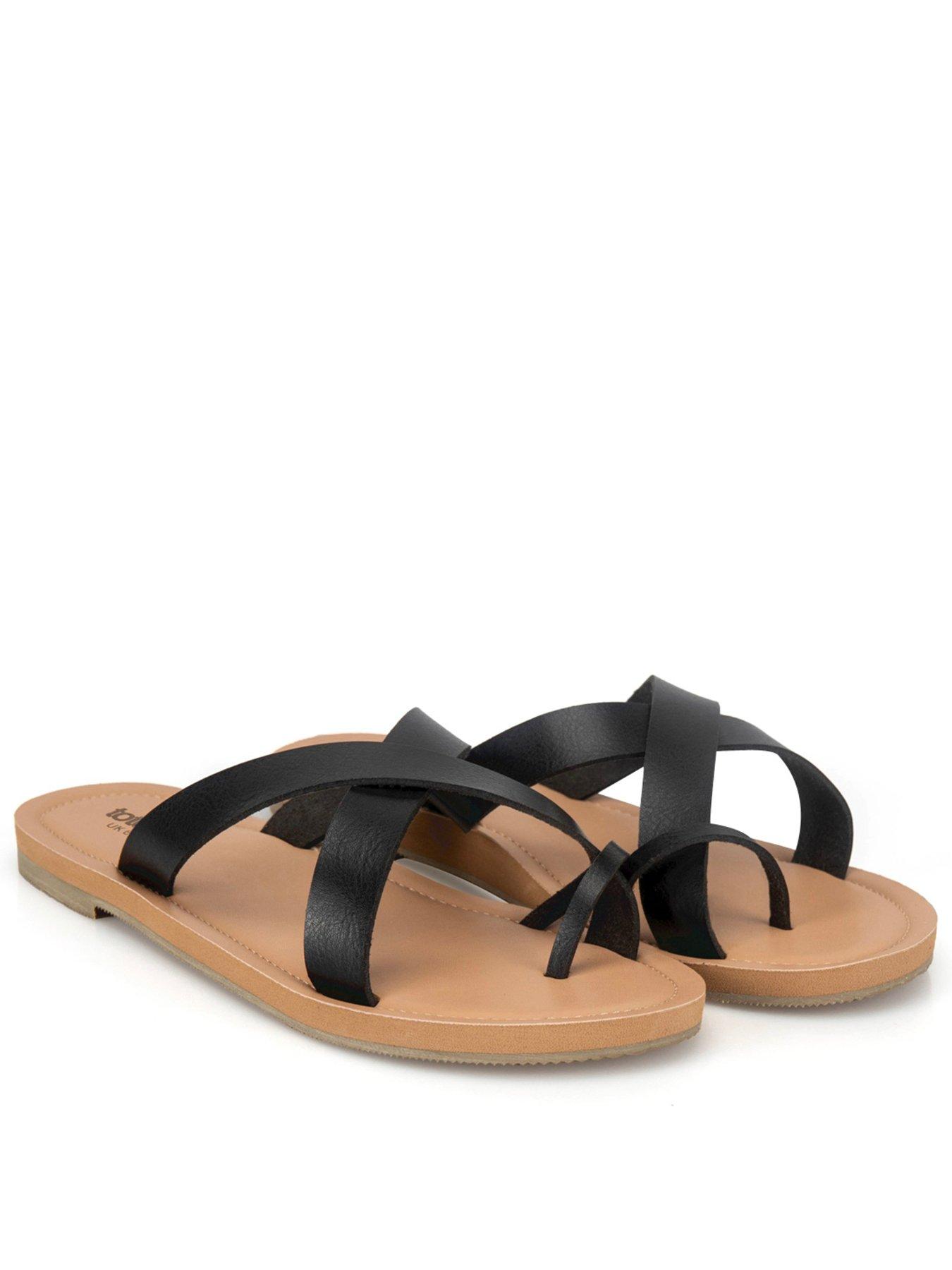 front image of totes-totes-ladies-toe-post-strap-sandal-black
