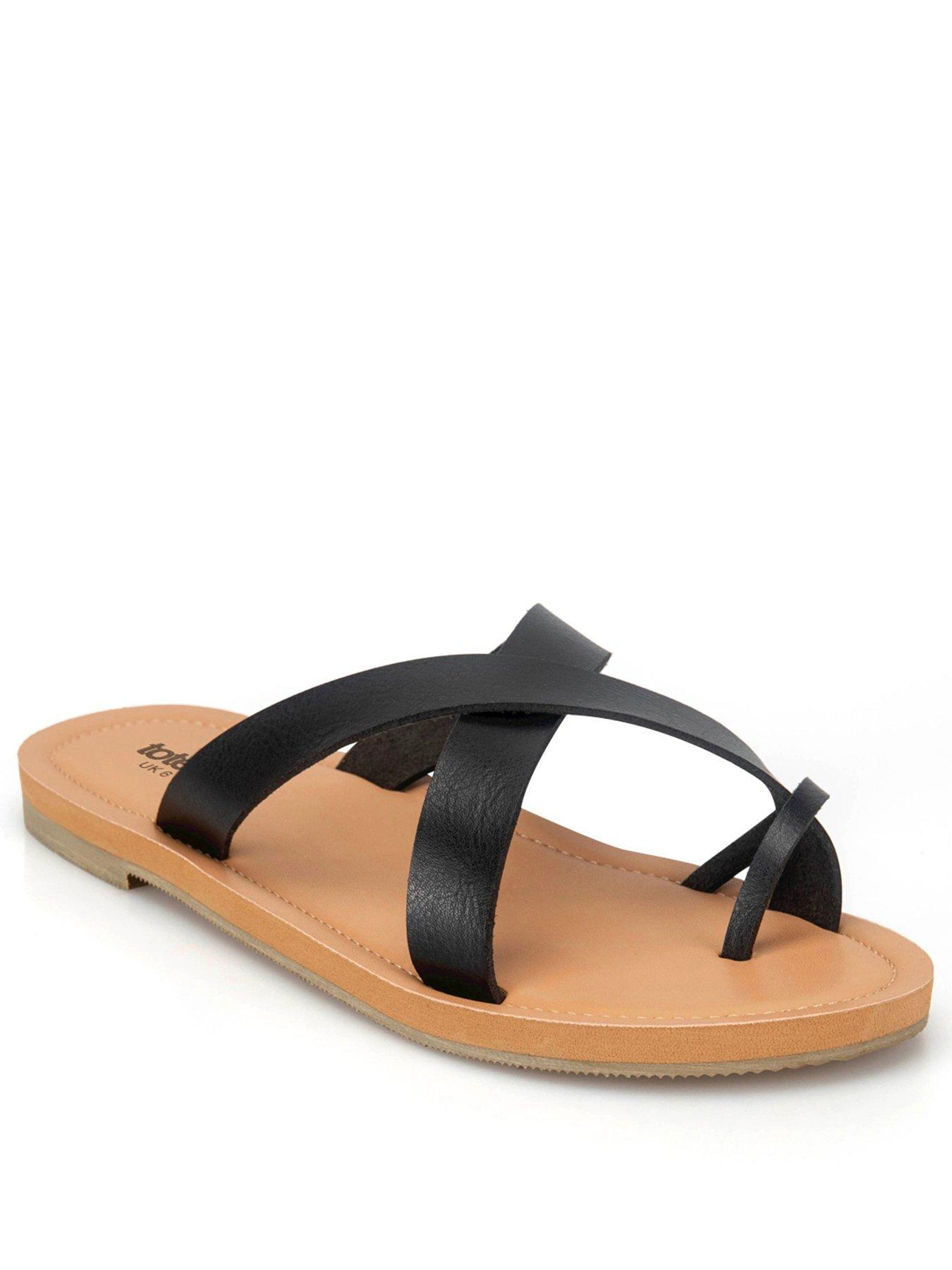 stillFront image of totes-totes-ladies-toe-post-strap-sandal-black