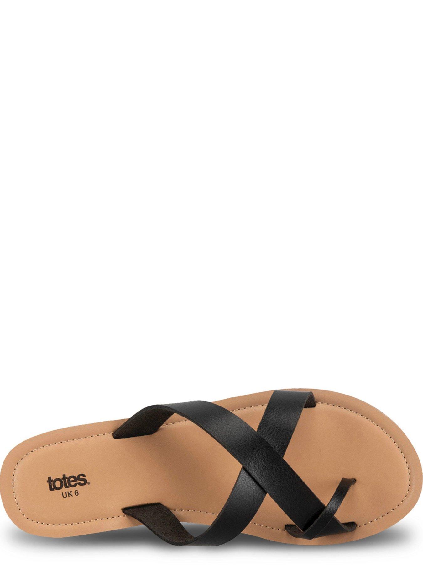  image of totes-totes-ladies-toe-post-strap-sandal-black