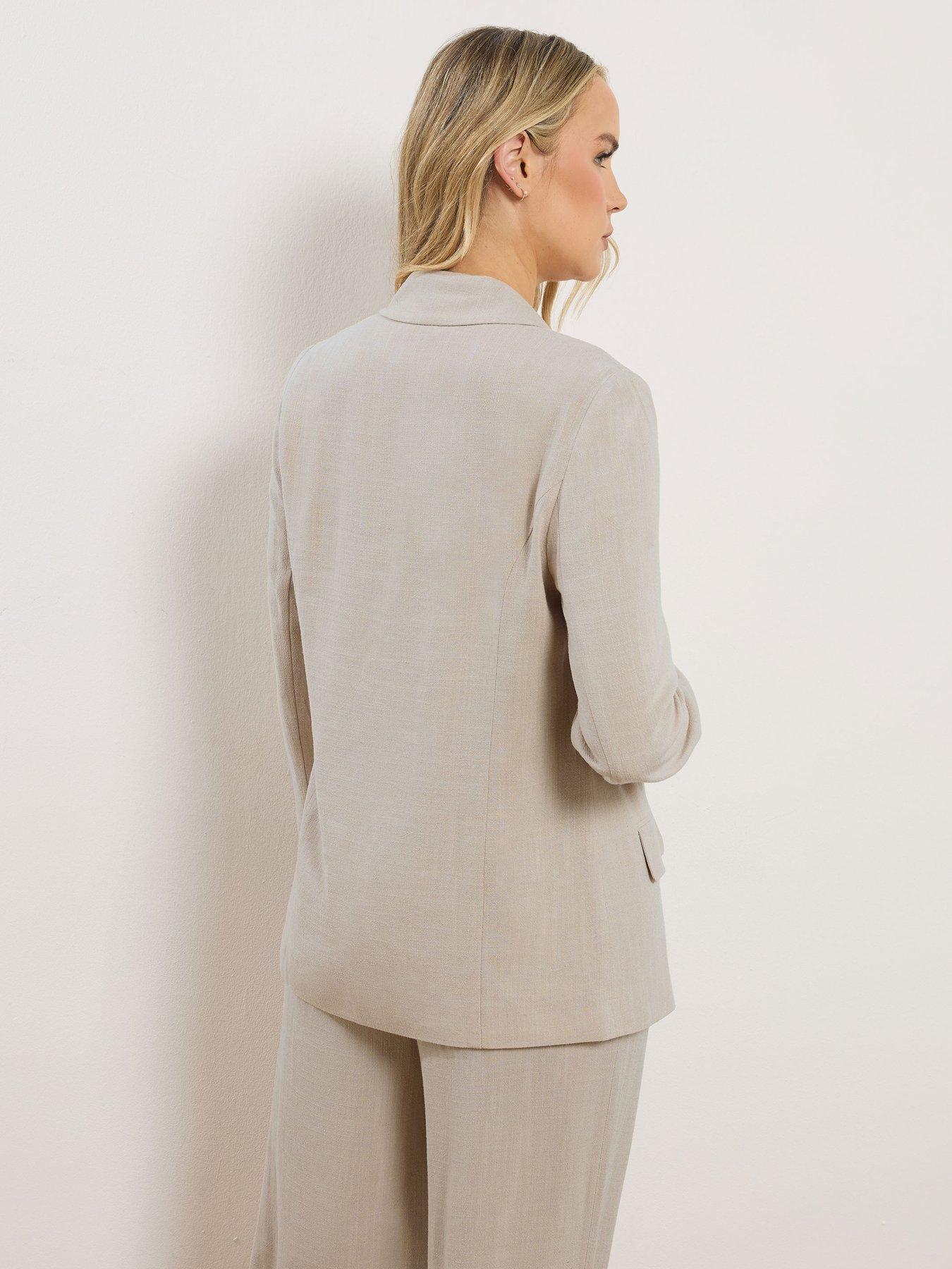 image of long-tall-sally-linen-blend-blazer-cream