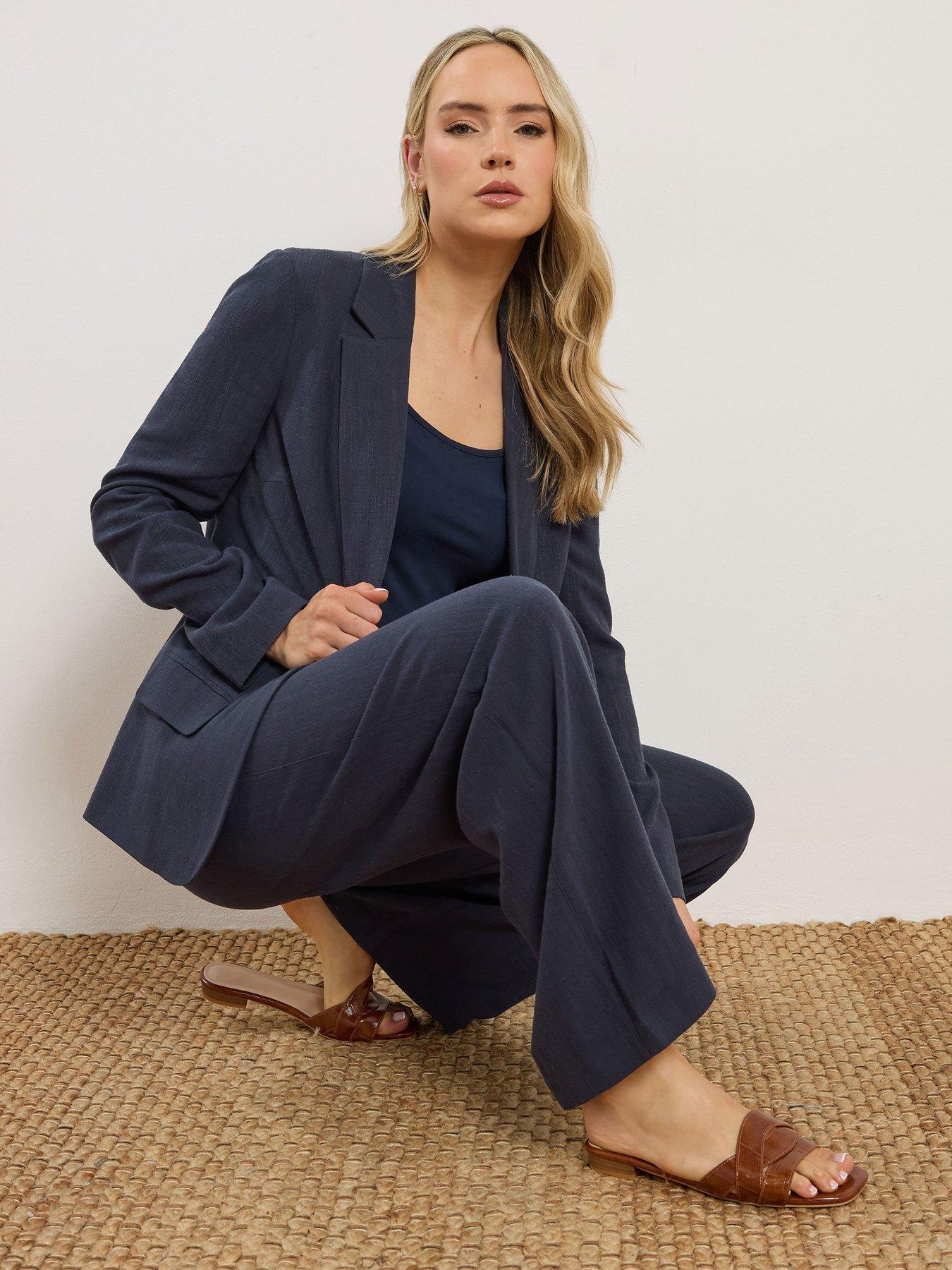  image of long-tall-sally-linen-blend-blazer-blue
