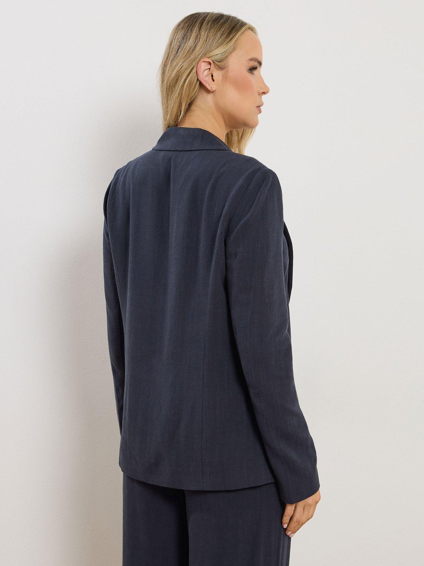  image of long-tall-sally-linen-blend-blazer-blue