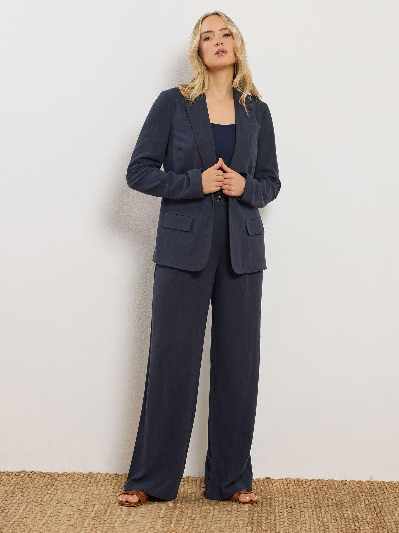  image of long-tall-sally-linen-blend-blazer-blue