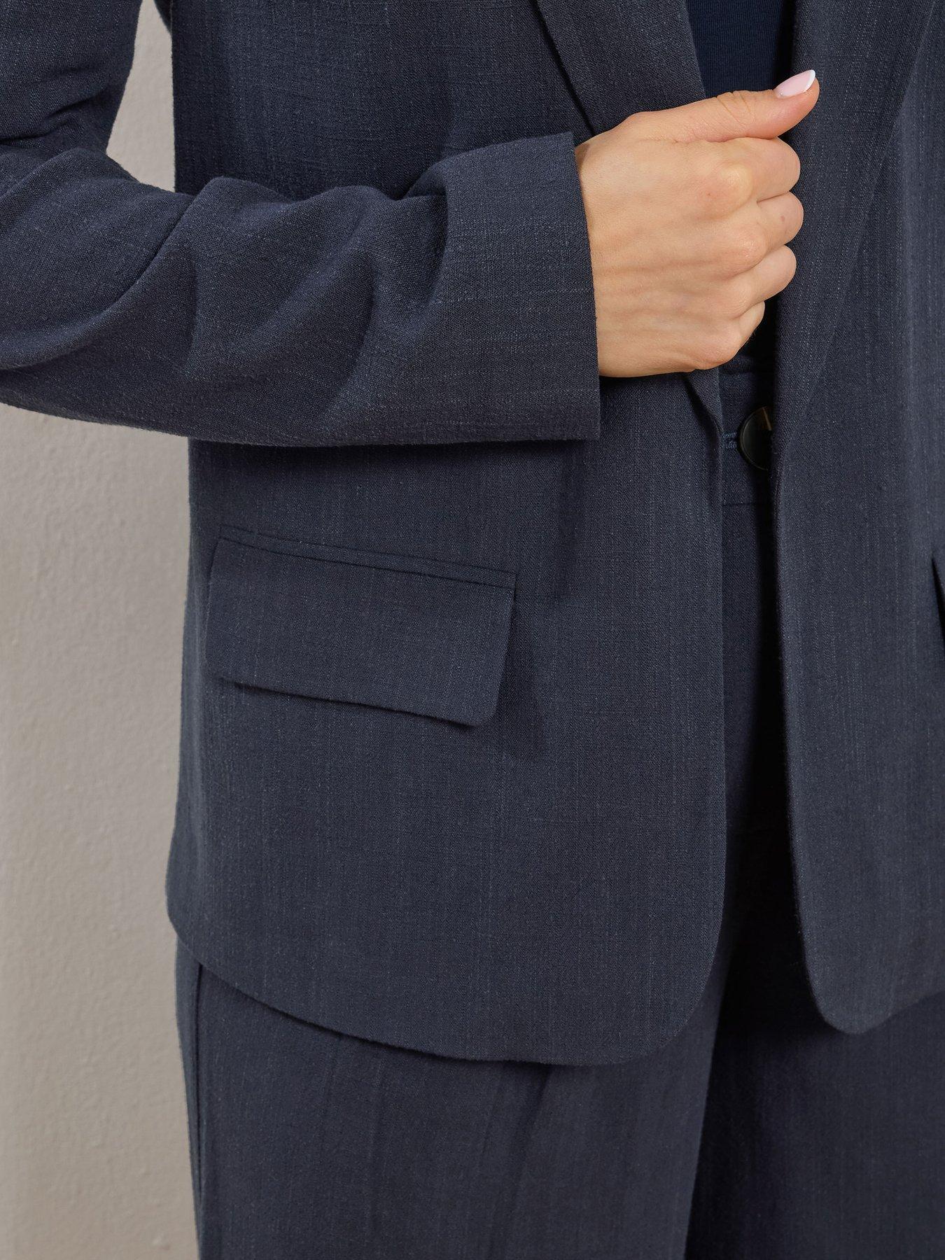  image of long-tall-sally-linen-blend-blazer-blue