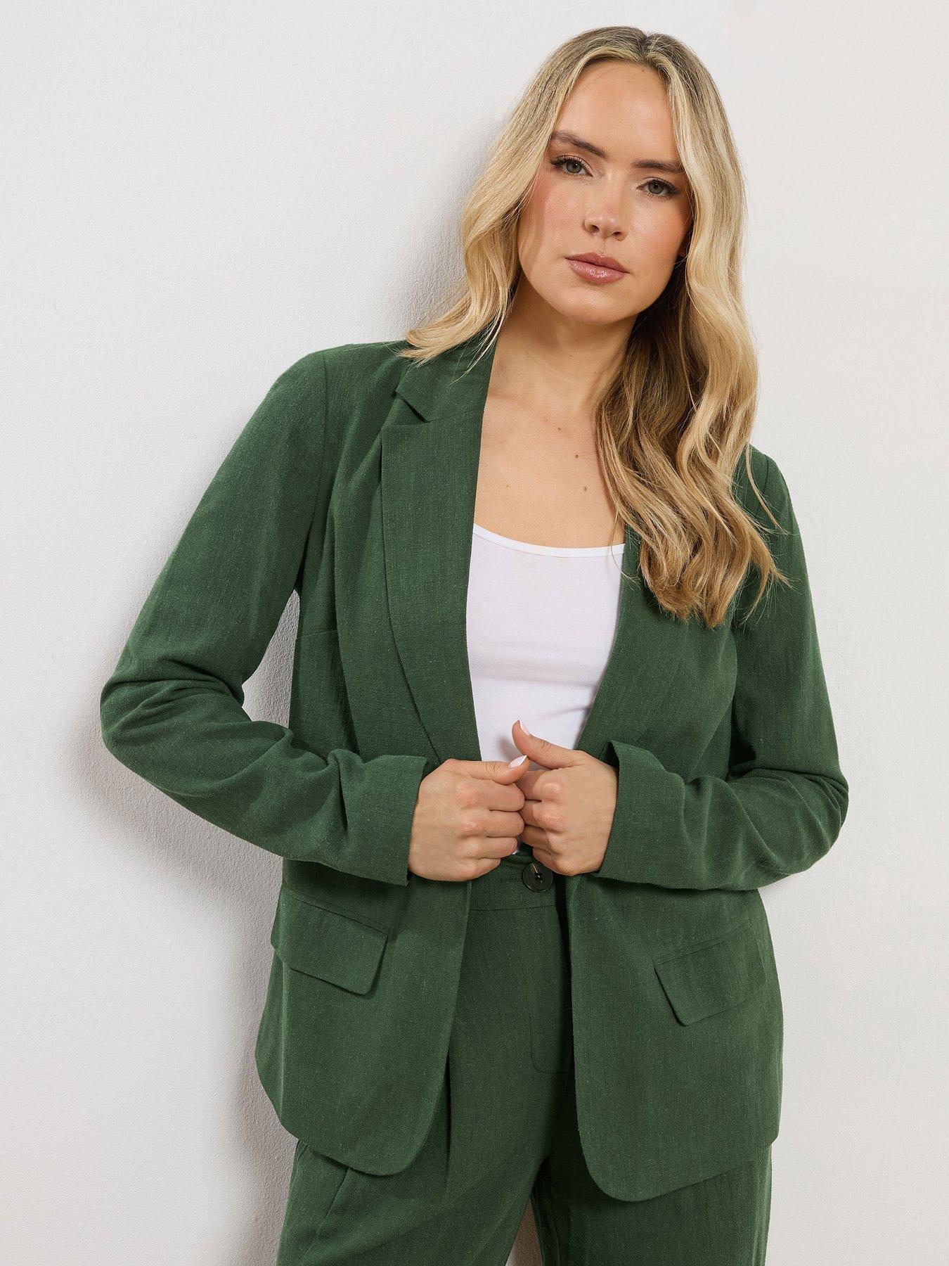 Long Tall Sally Linen Blend Blazer - Green