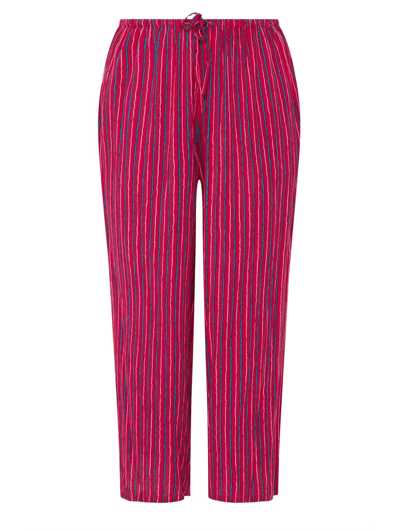 Image 5 of 5 of Yours Curve Crinkle Stripe Trousers - Red