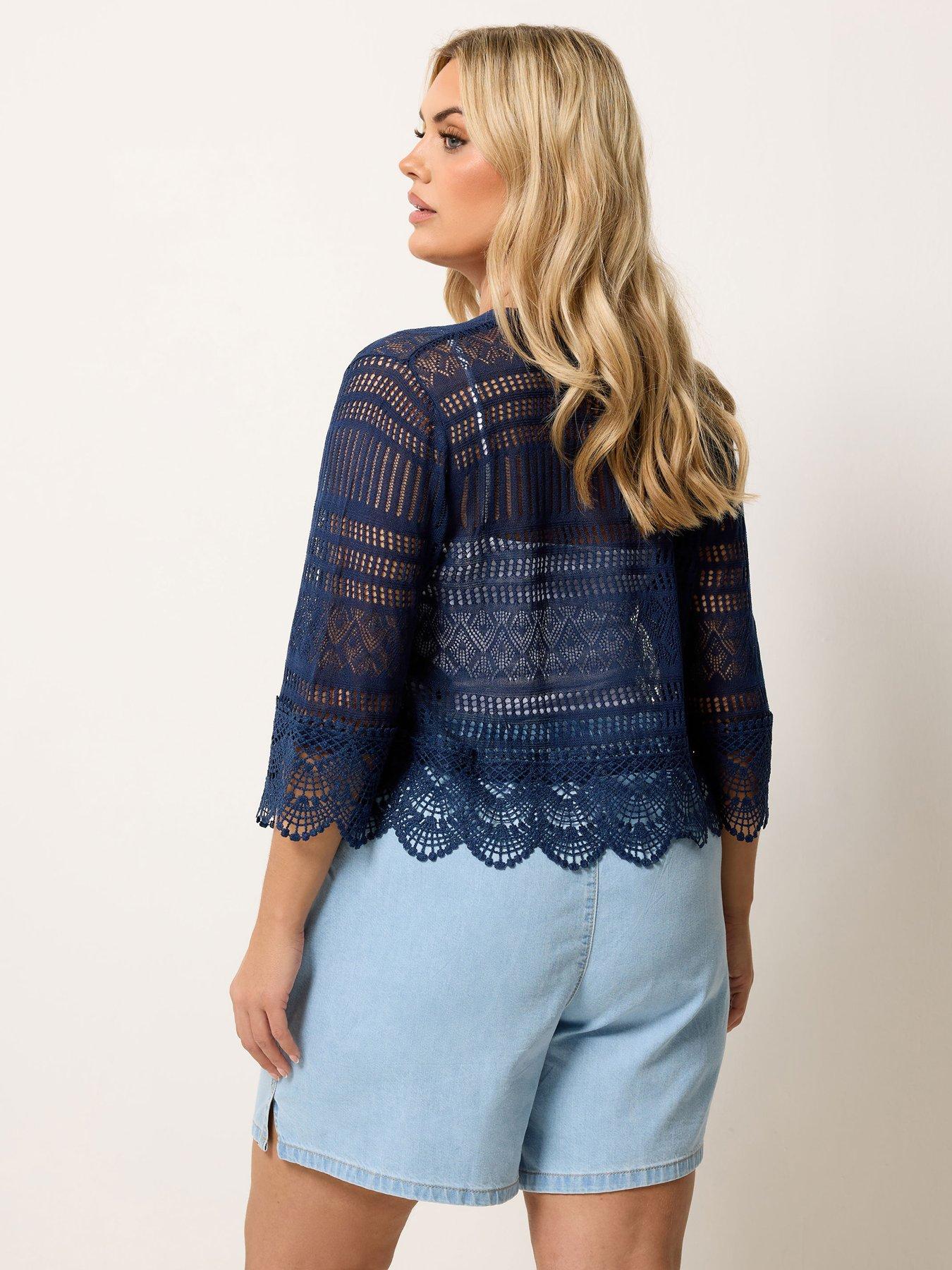 Image 2 of 5 of Yours Curve Waterfall Cardigan - Blue
