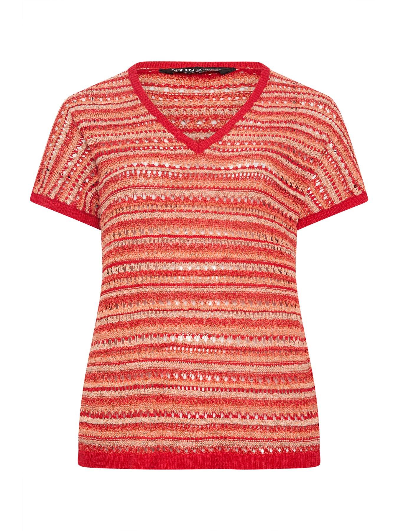 Image 5 of 5 of Yours Curve Boxy Striped Cover Up - Red