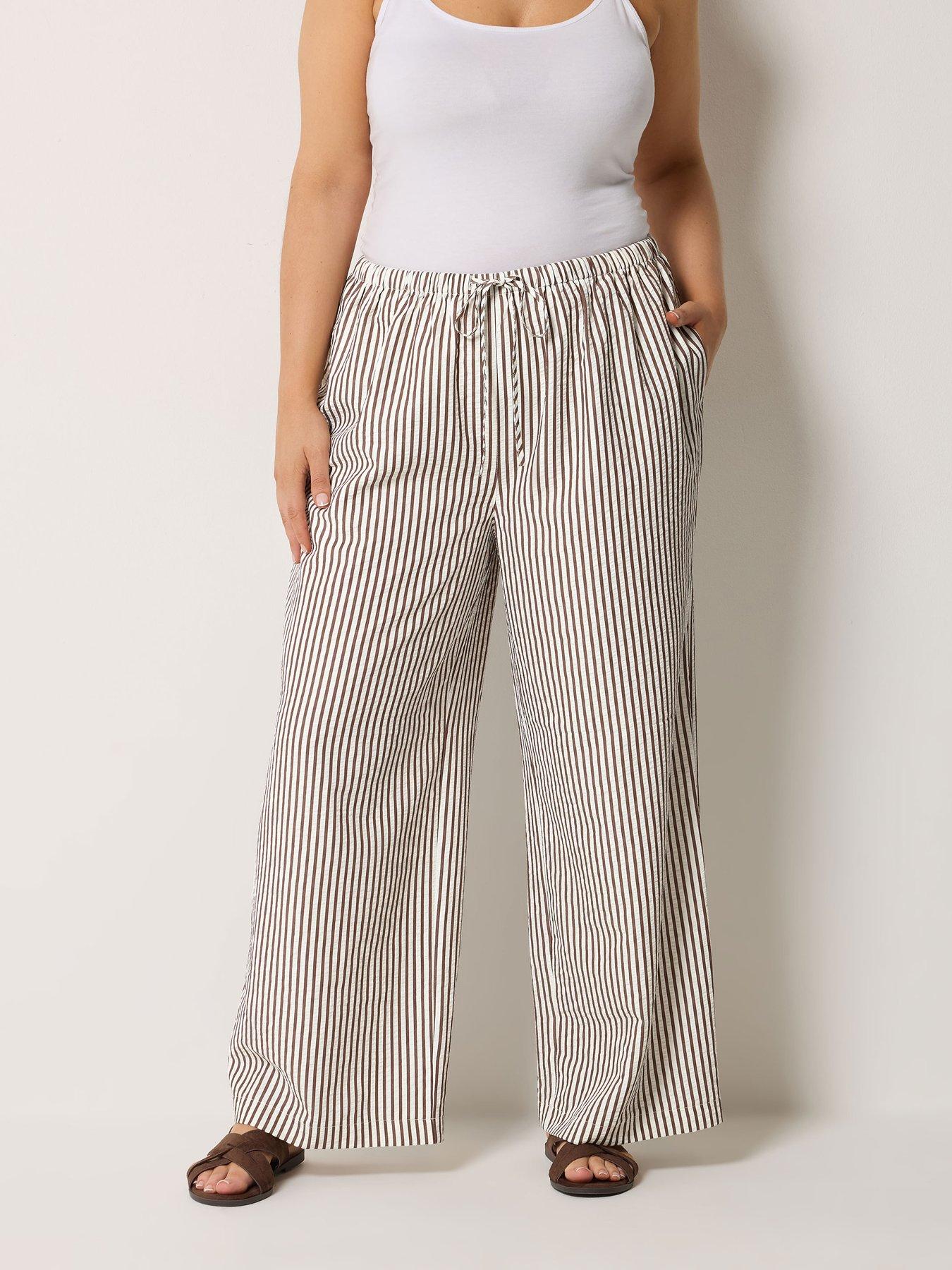 front image of yours-curve-crinkle-stripe-trousers