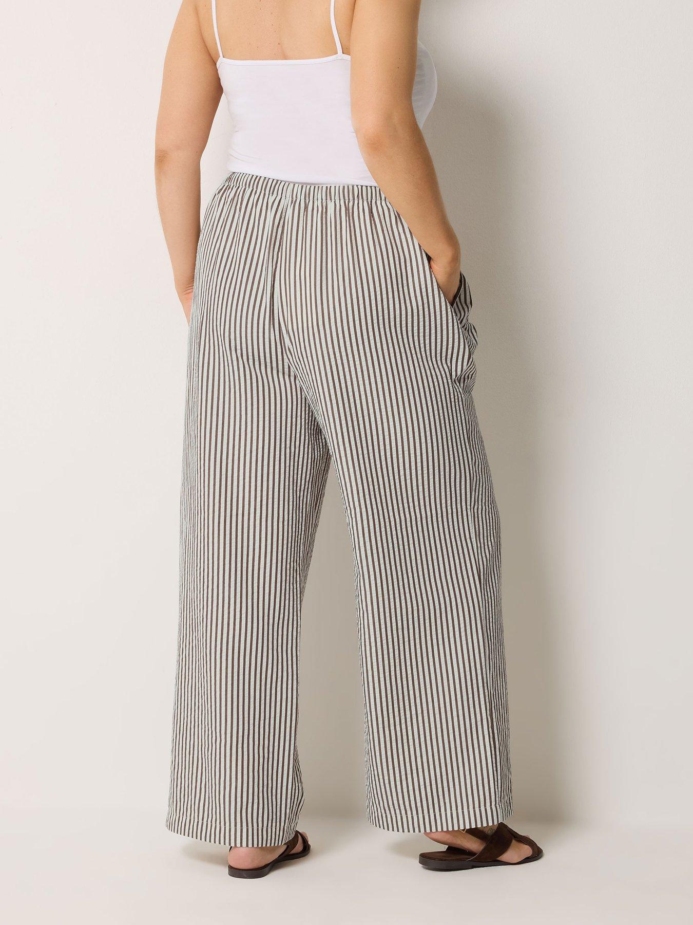 stillFront image of yours-curve-crinkle-stripe-trousers