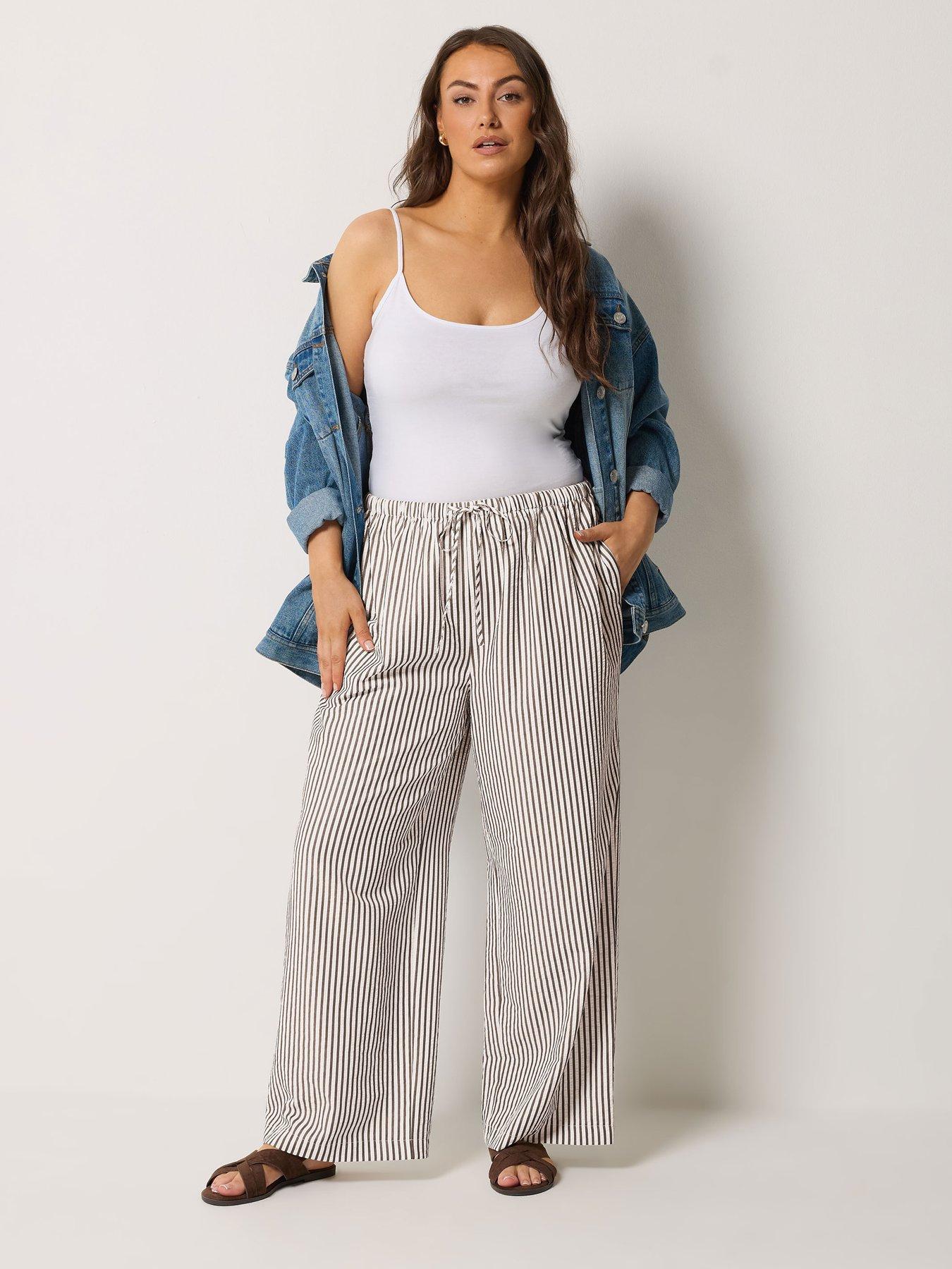  image of yours-curve-crinkle-stripe-trousers