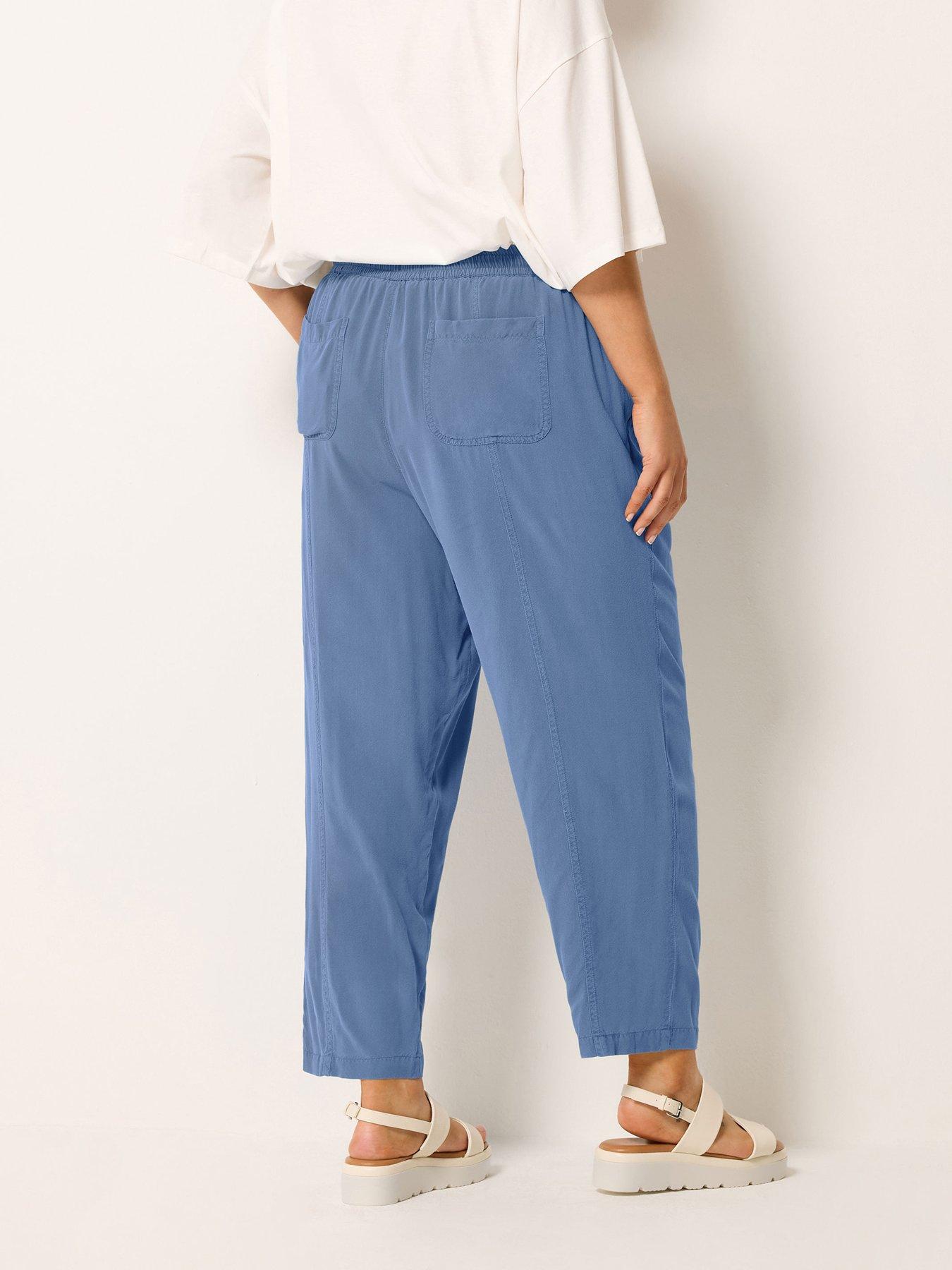 Image 2 of 5 of Yours Curve Chambray Barrel Trousers - Blue