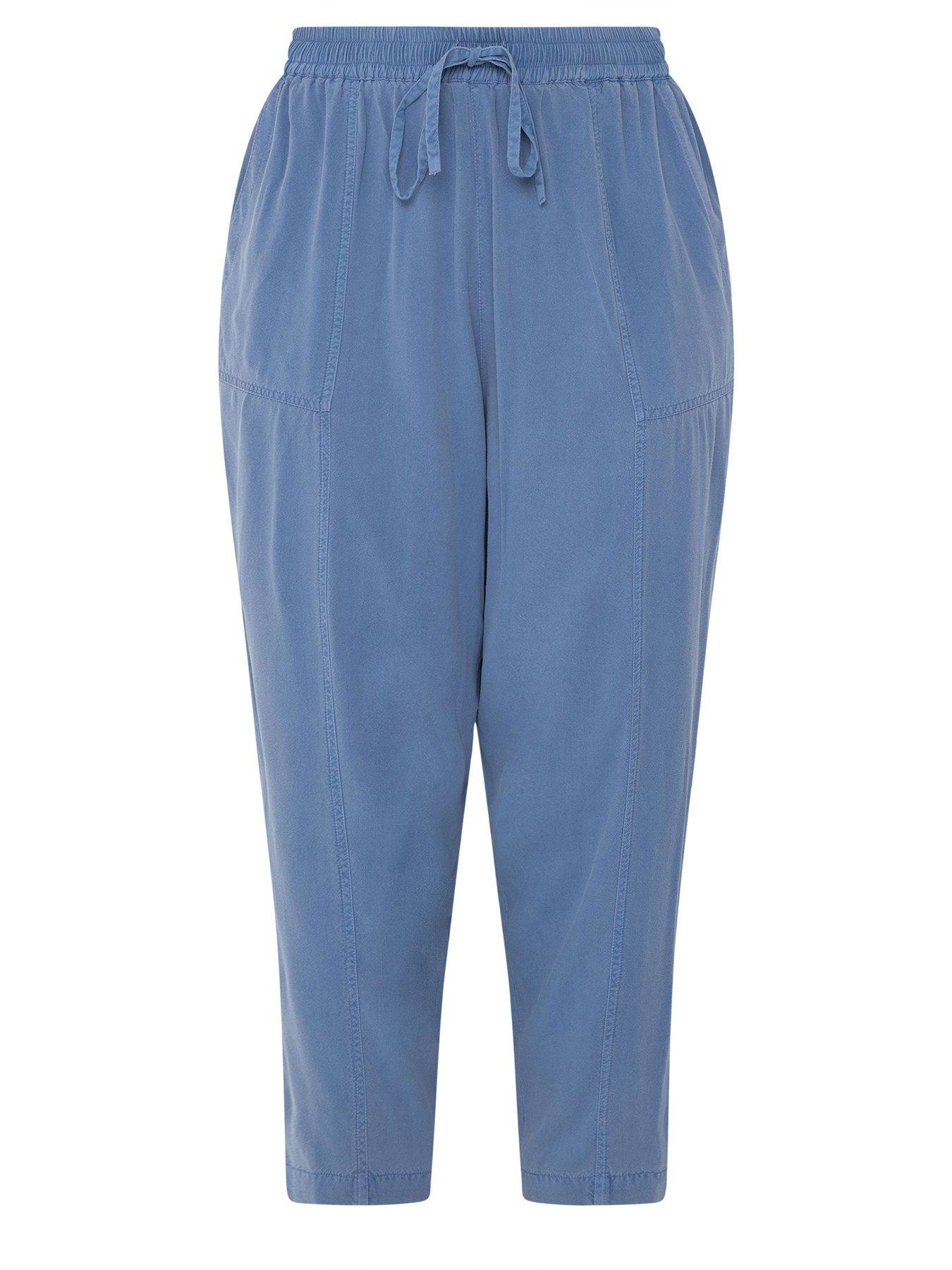 Image 5 of 5 of Yours Curve Chambray Barrel Trousers - Blue