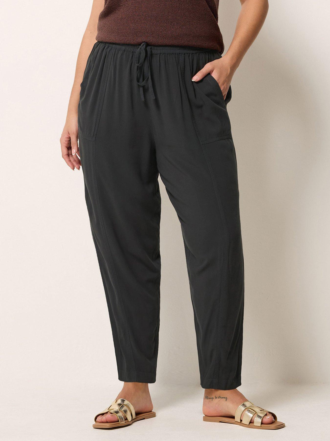 Image 1 of 5 of Yours Curve Chambray Barrel Trousers - Black