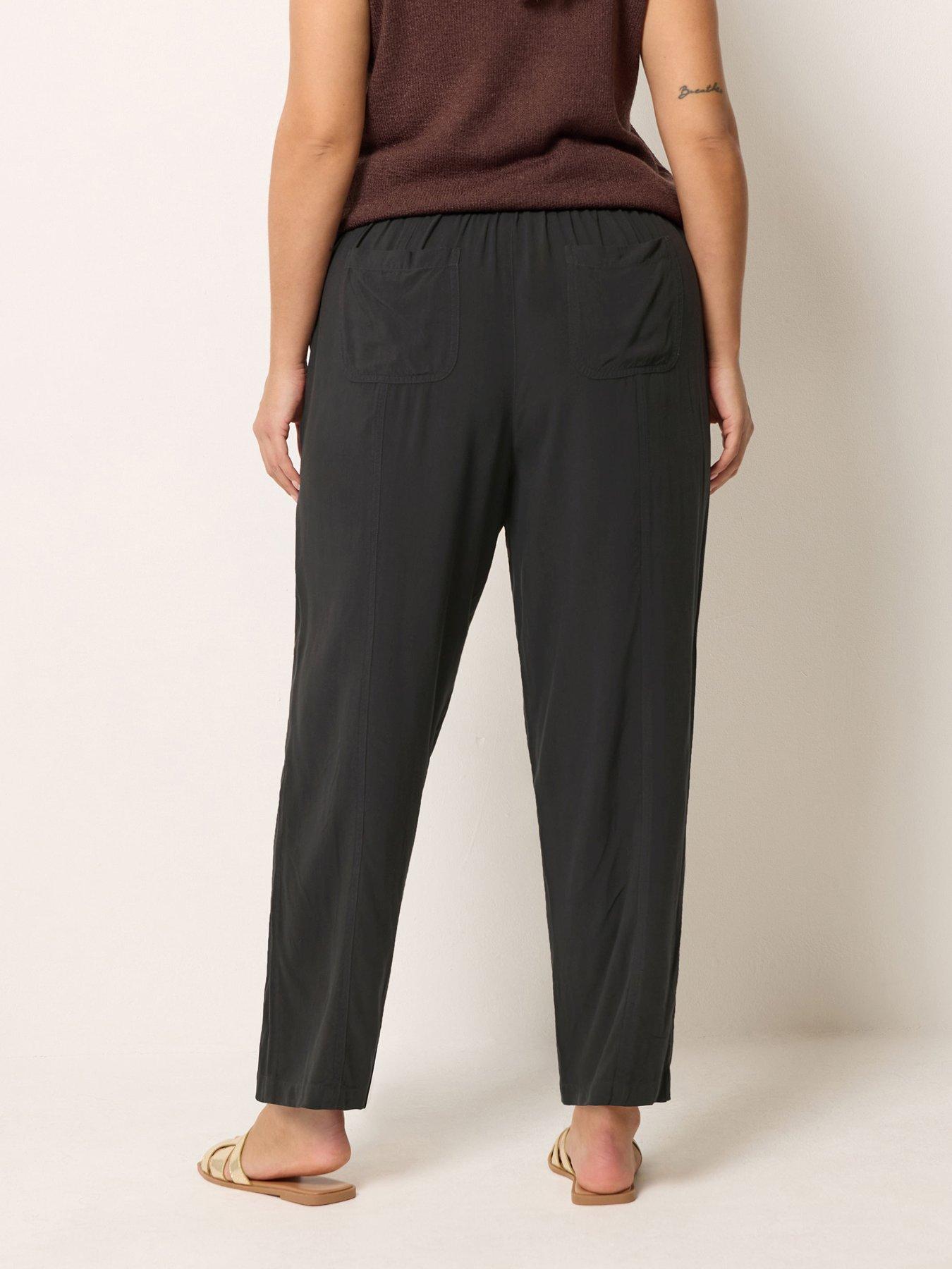 Image 2 of 5 of Yours Curve Chambray Barrel Trousers - Black