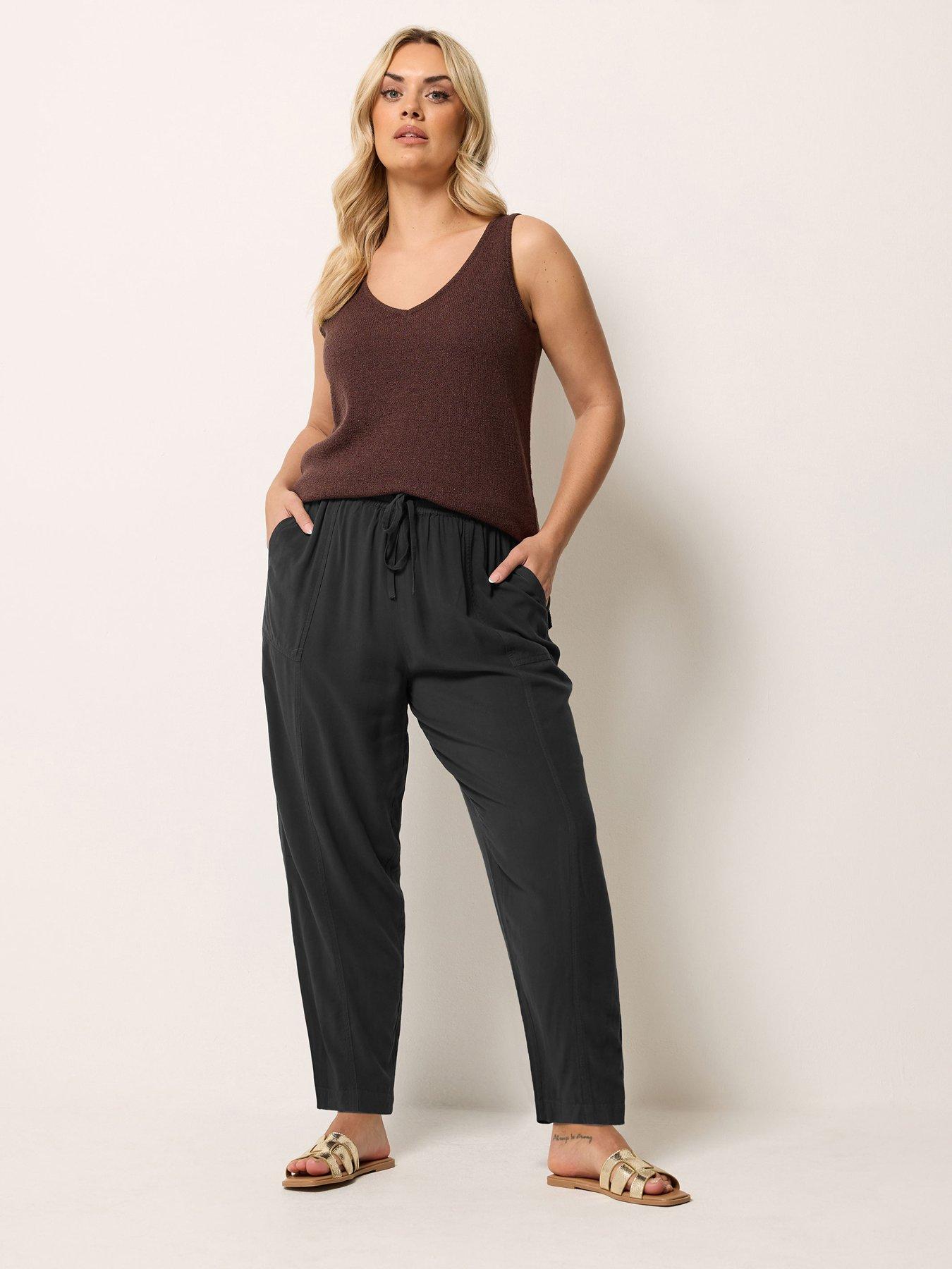 Image 3 of 5 of Yours Curve Chambray Barrel Trousers - Black
