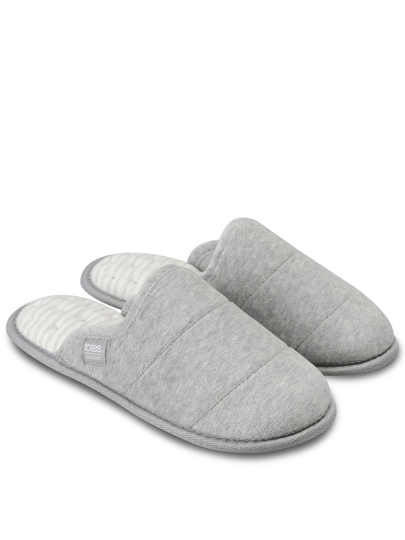 totes-isotoner-isotoner-ladies-marl-quilted-mule-slipper-grey