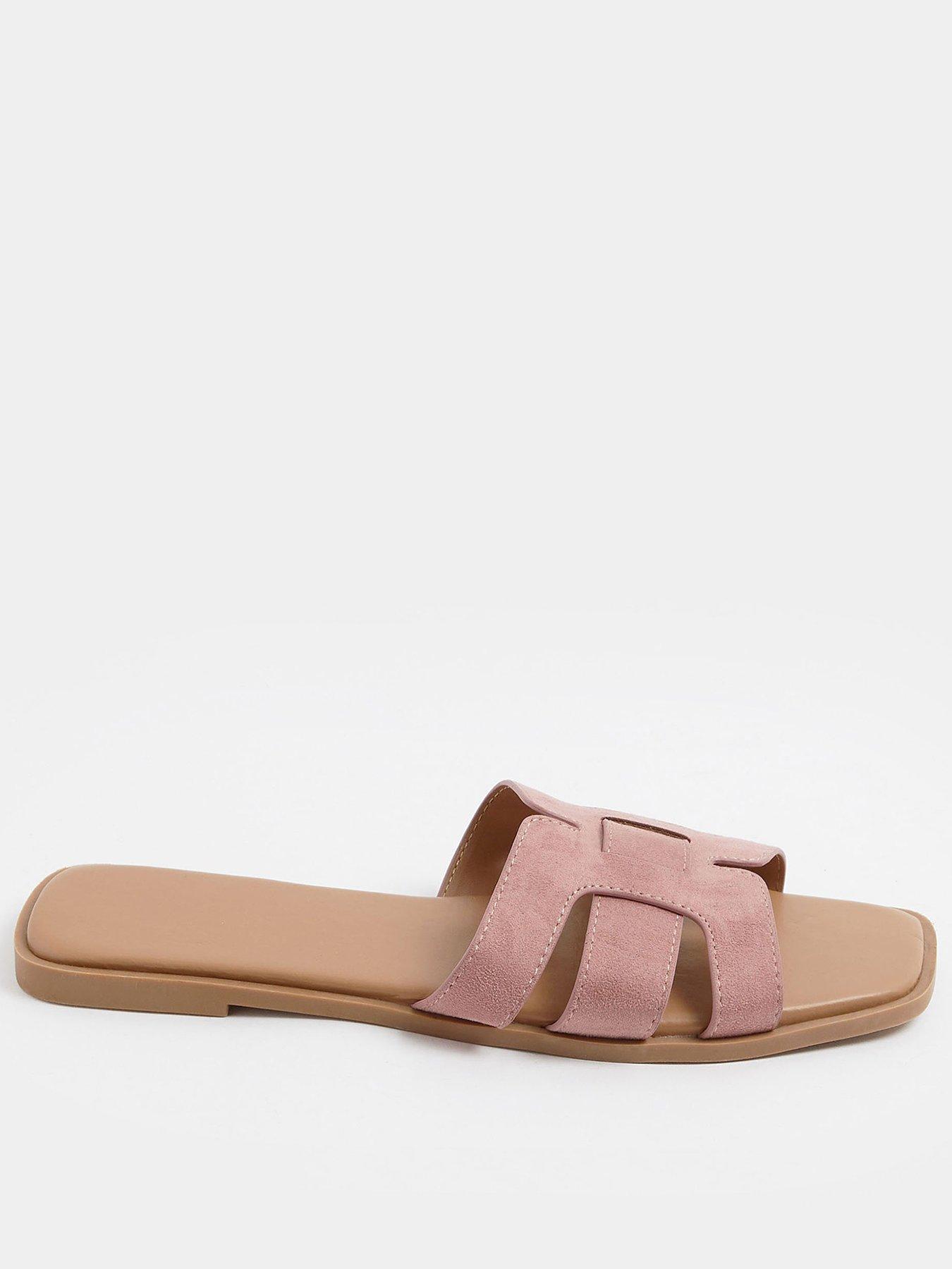 Image 1 of 3 of Yours Wide Fit Cut Out Mule Sandals - Pink