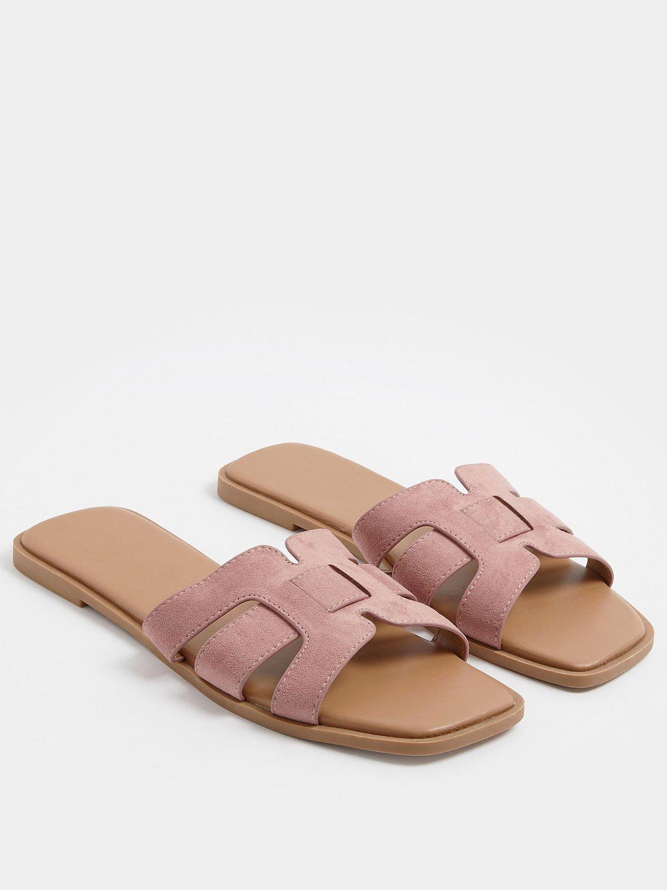 Image 2 of 3 of Yours Wide Fit Cut Out Mule Sandals - Pink