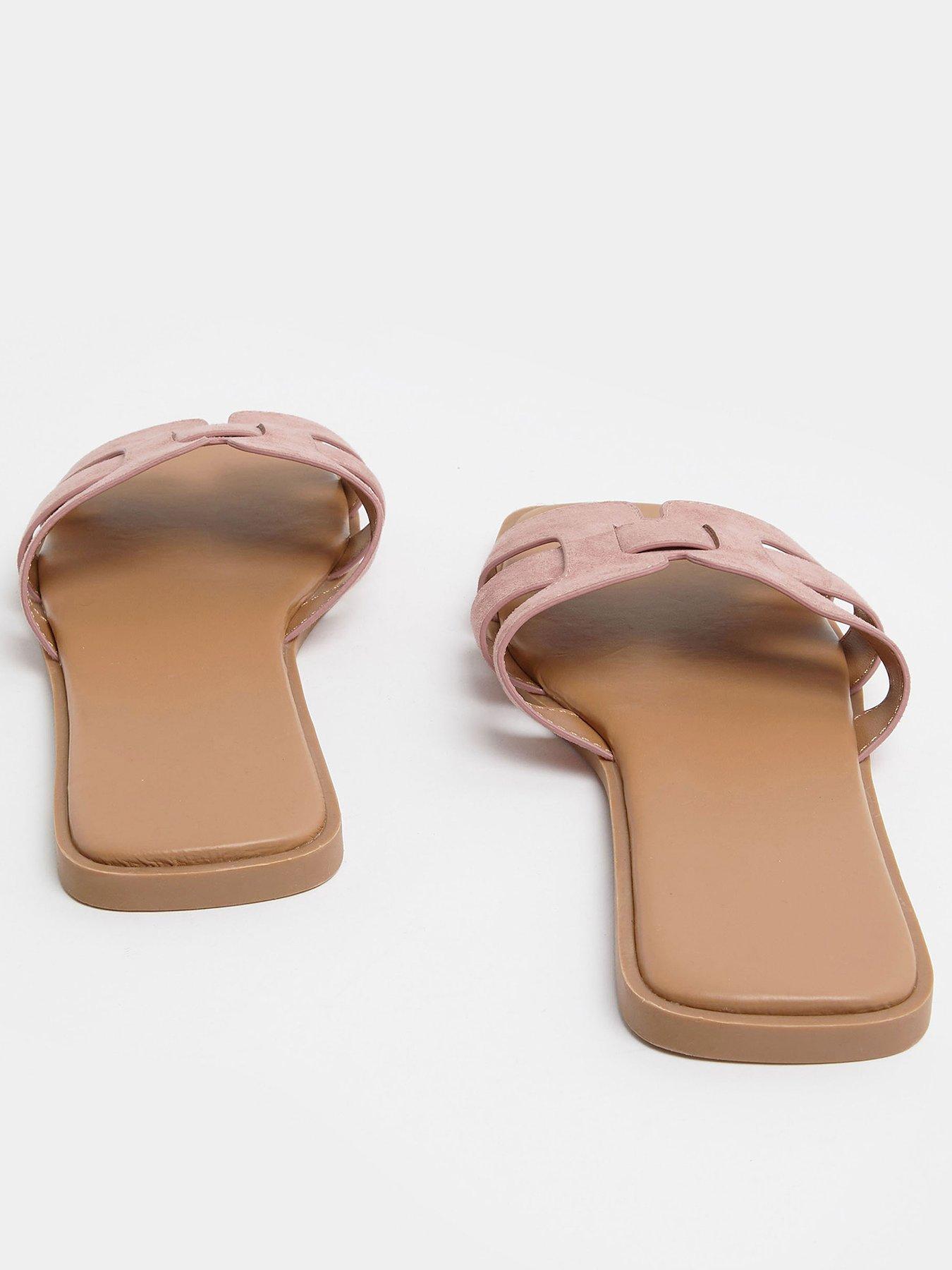 Image 3 of 3 of Yours Wide Fit Cut Out Mule Sandals - Pink
