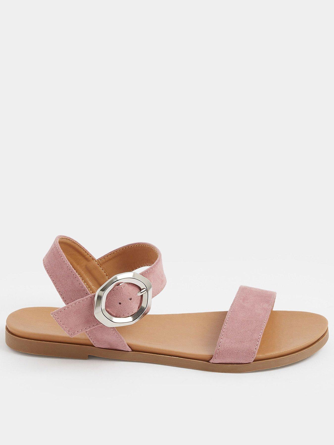 Yours Wide Fit 2 Part Brushed Buckle Sandal - Pink