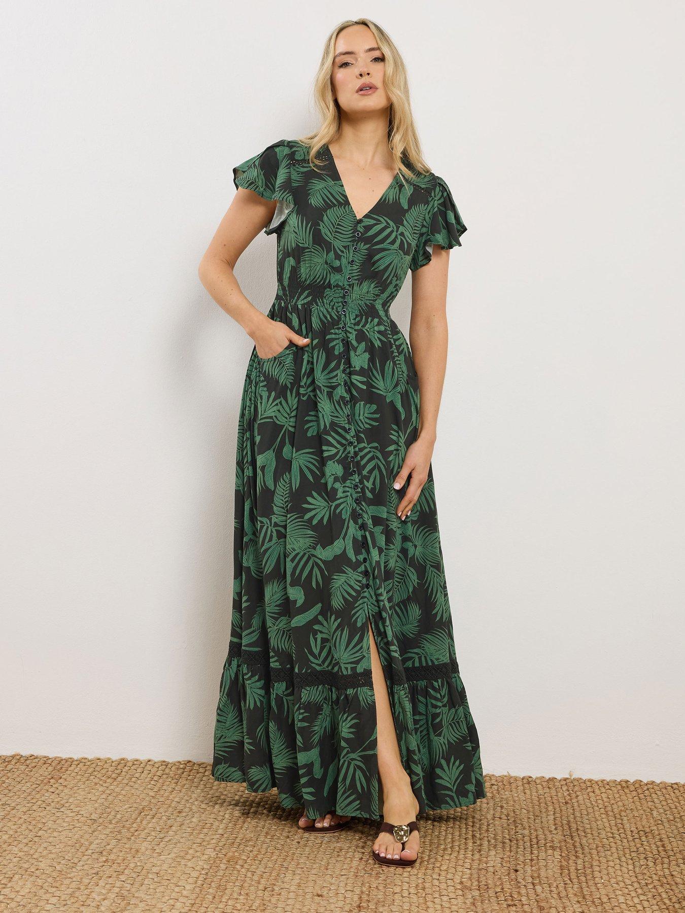 front image of long-tall-sally-tall-leaf-button-through-maxi-dress