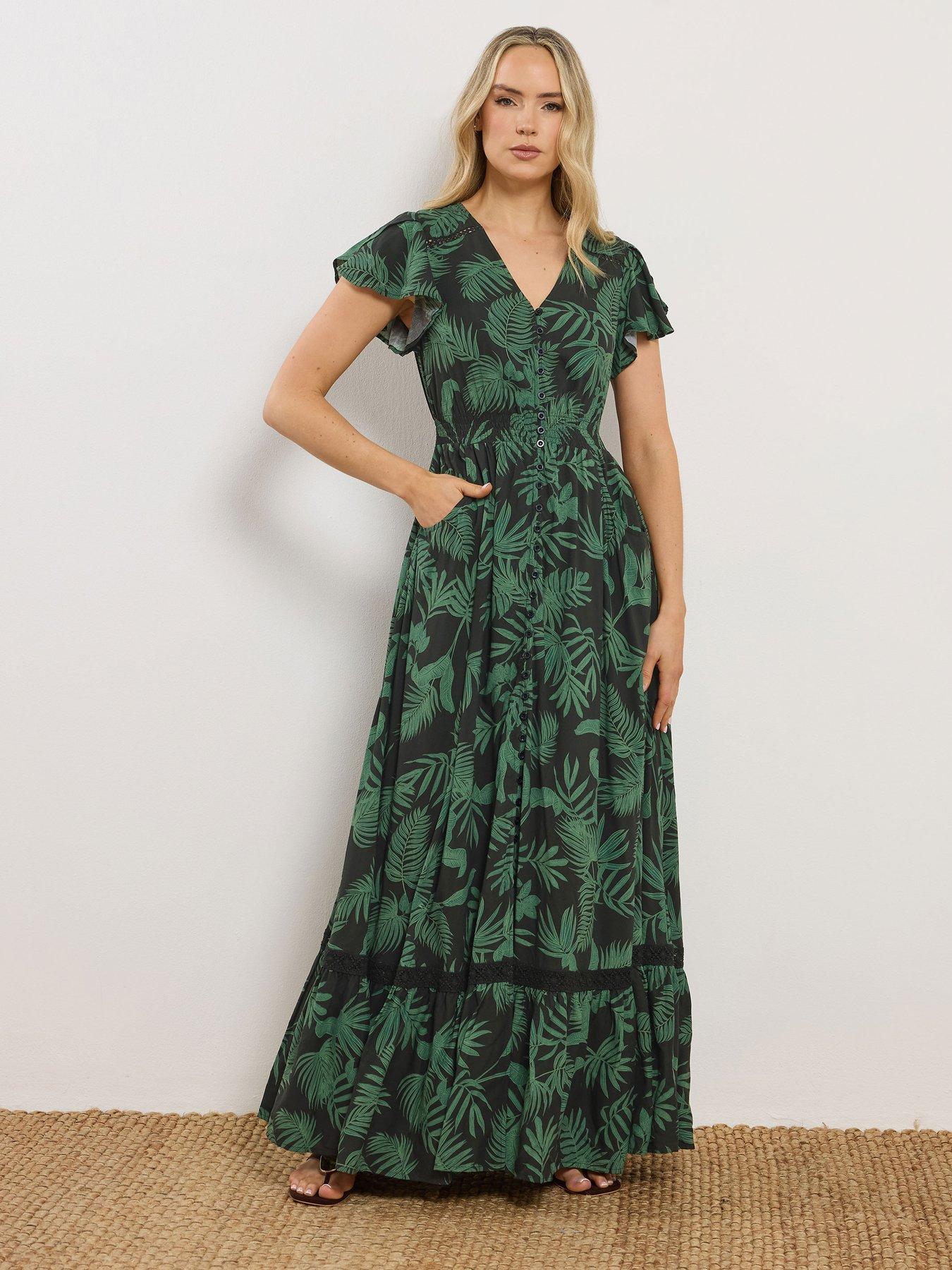 image of long-tall-sally-tall-leaf-button-through-maxi-dress