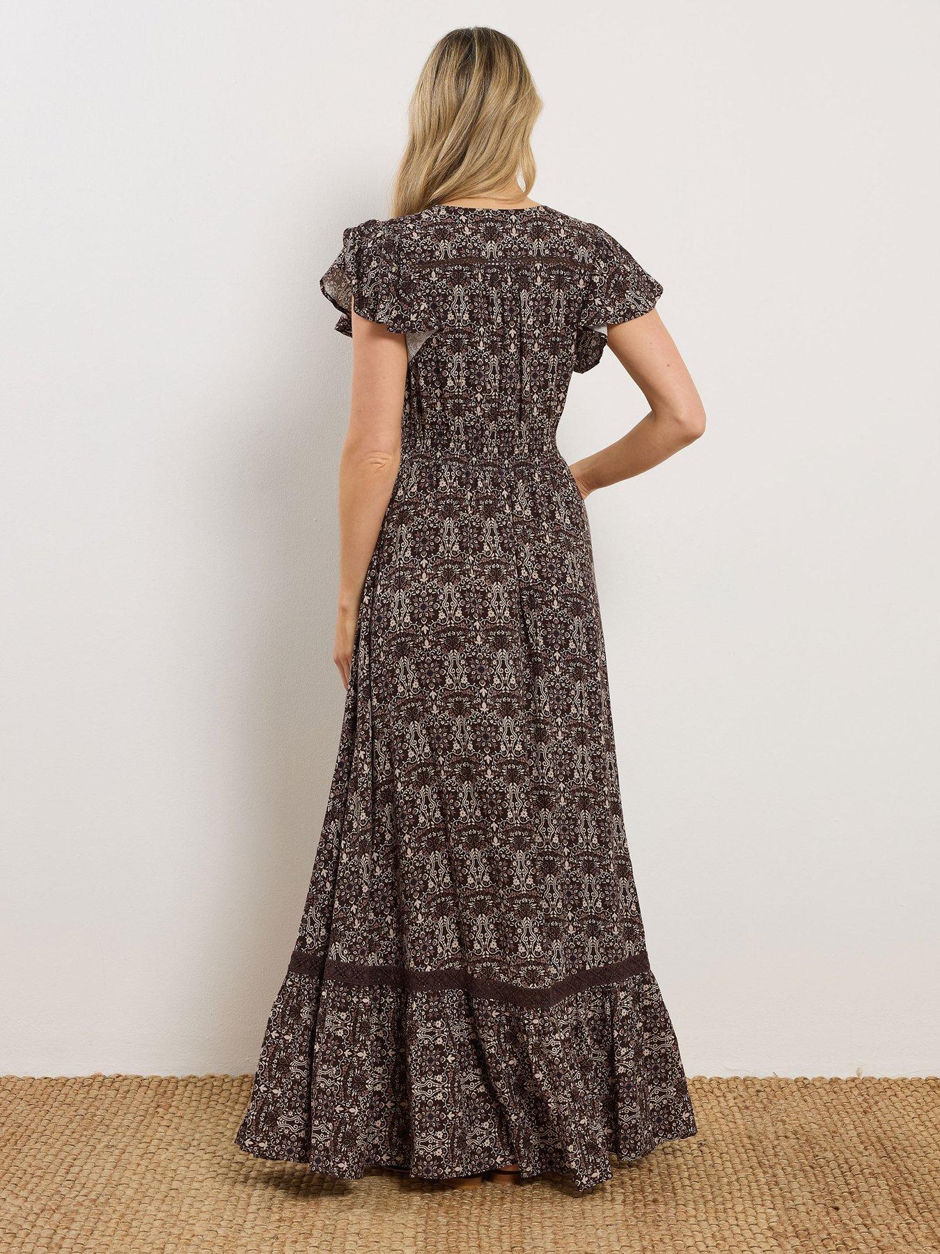  image of long-tall-sally-button-through-maxi-dress-brown