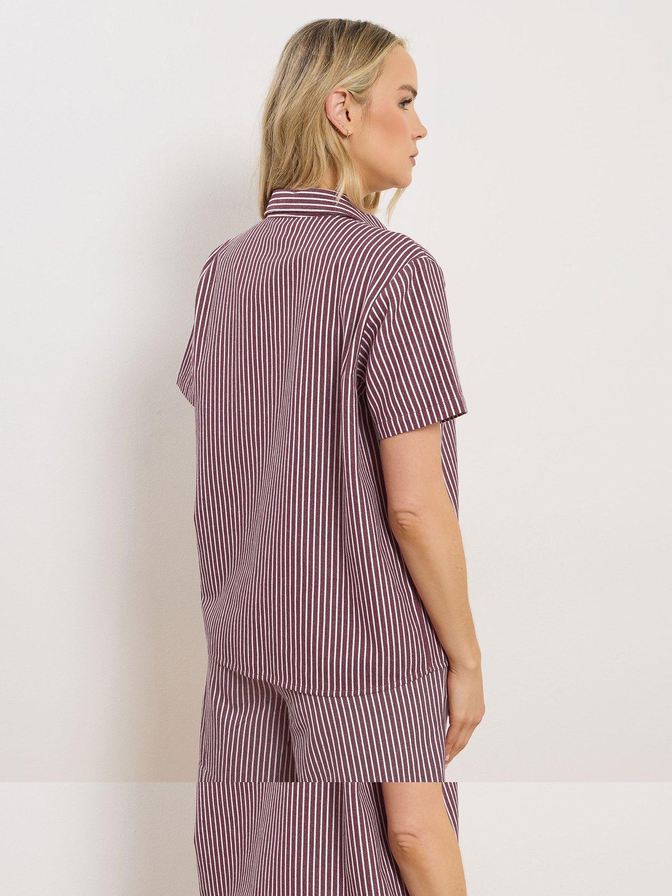 stillFront image of long-tall-sally-stripe-button-shirt-red