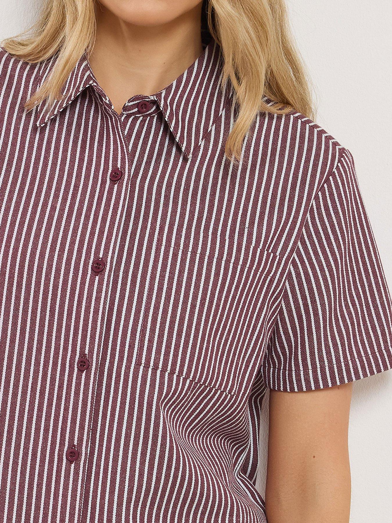  image of long-tall-sally-stripe-button-shirt-red