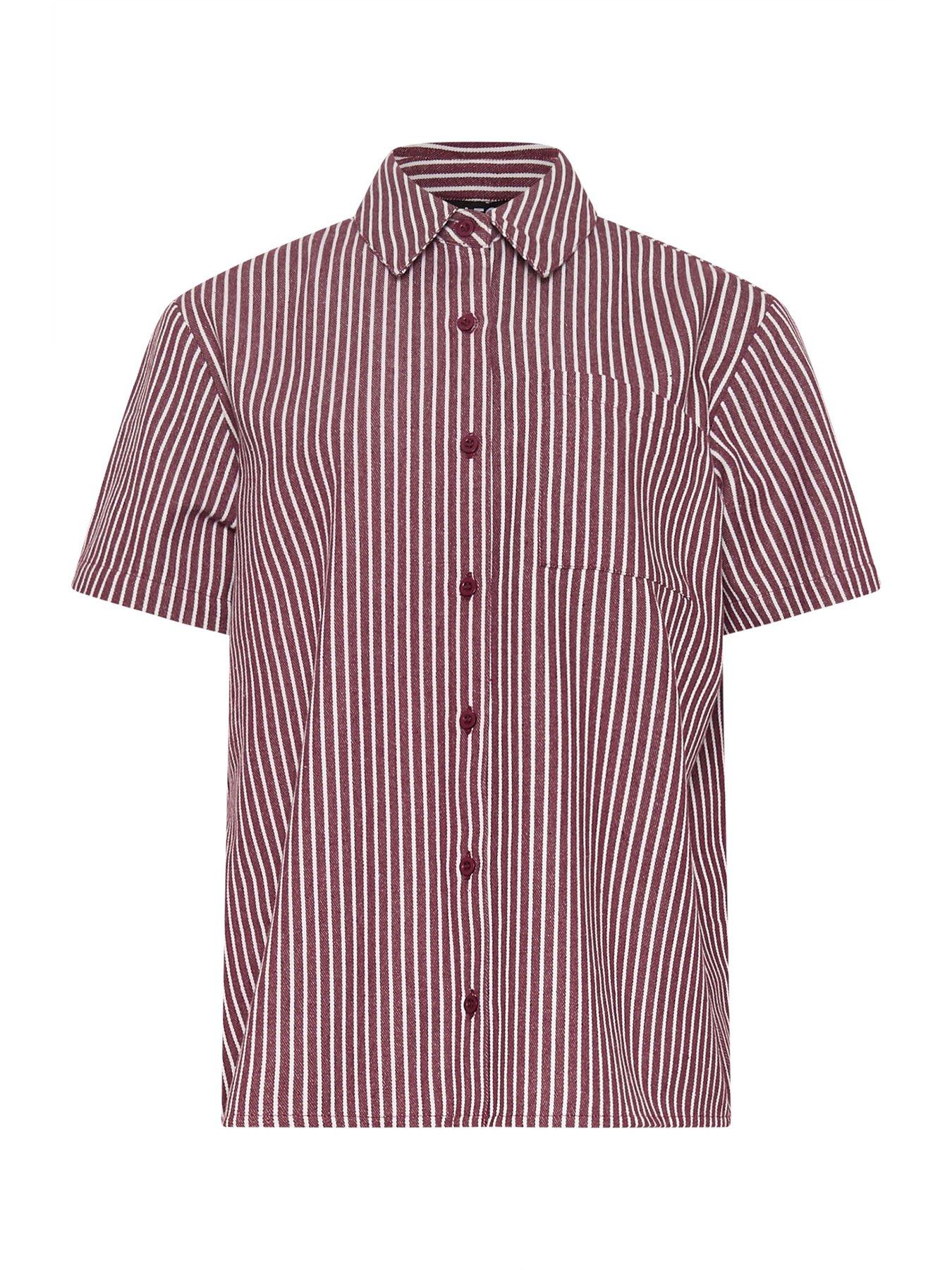  image of long-tall-sally-stripe-button-shirt-red