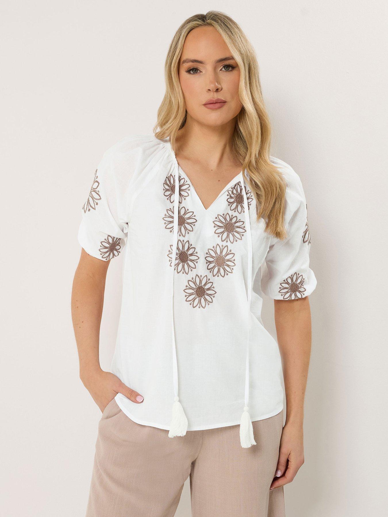 Long Tall Sally Embroidered Blouse - White