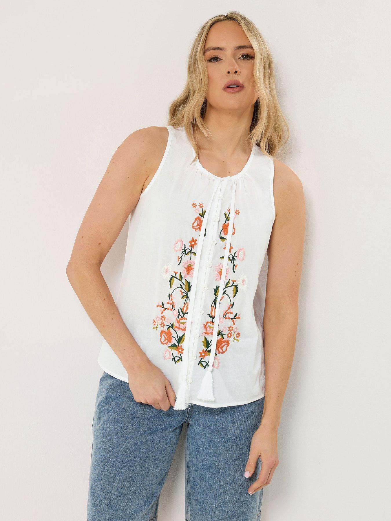 Long Tall Sally Embroidered Vest - White