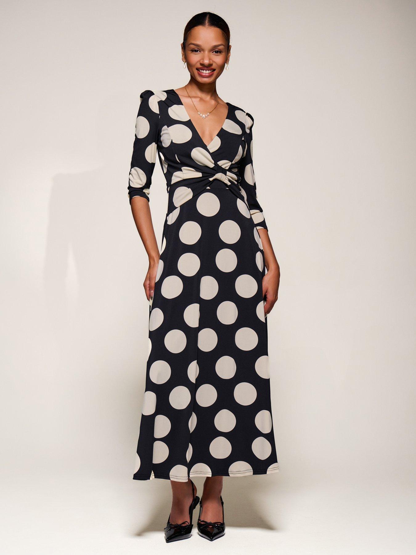 Jolie Moi Jersey Ruched Waist Fit  &  Flare Maxi Dress - Black